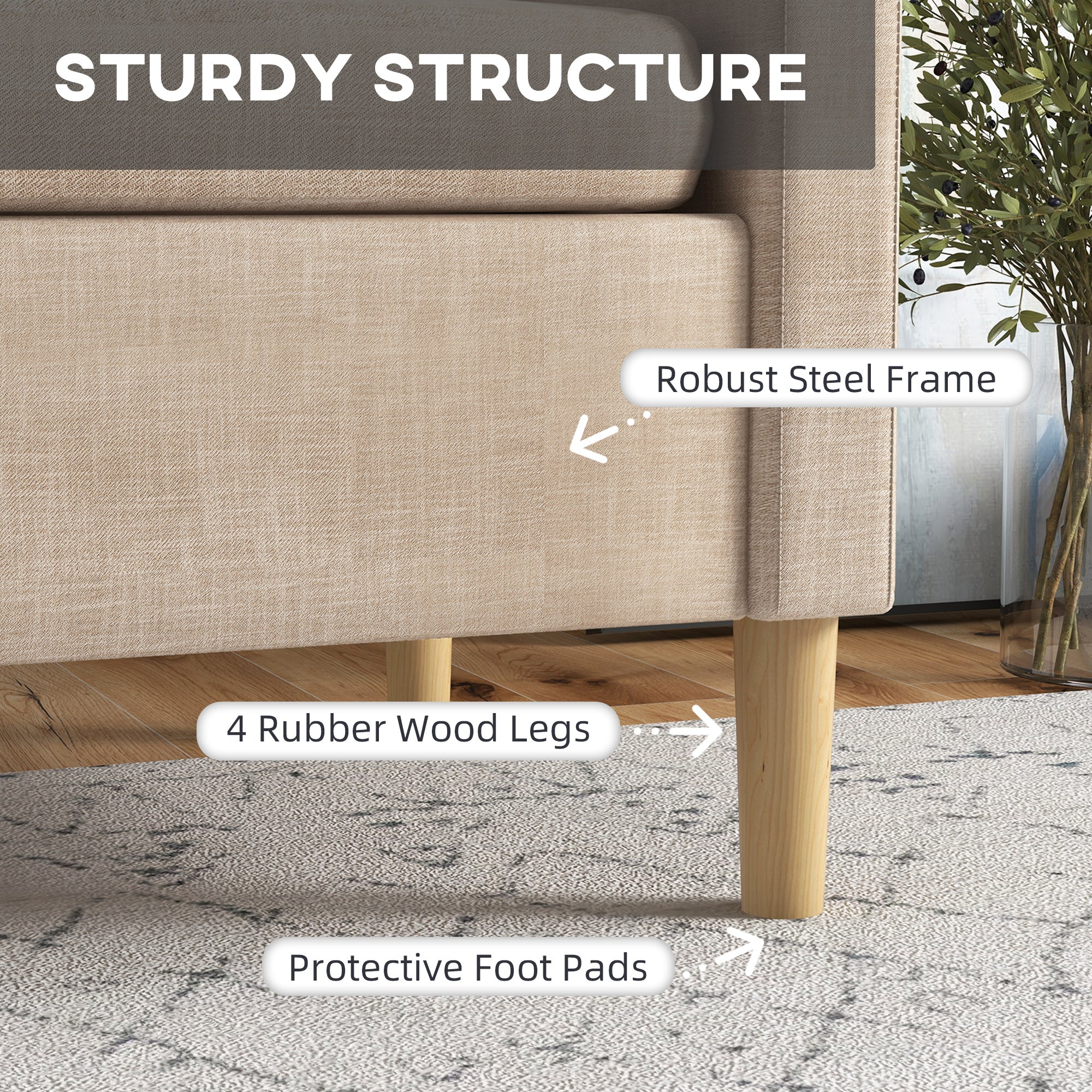 HOMCOM Modern Accent Chair, Comfy Fireside Chair, Upholstered Armchair for Living Room, Bedroom, Home Office, Beige - North Peak Garden Furniture