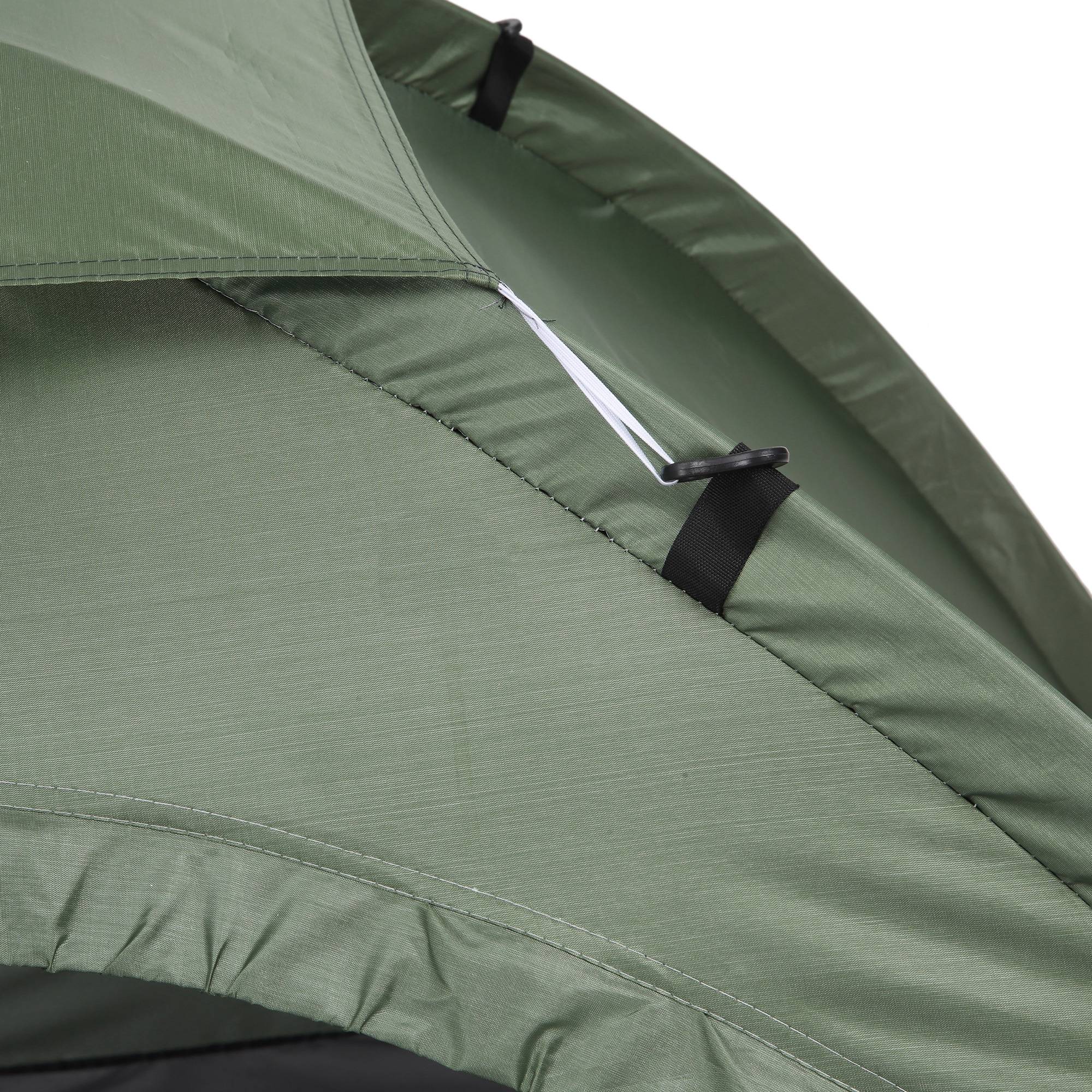 Outsunny 2 Person Camping Tent, Camouflage Tent with Zipped Doors, Storage Pocket, Portable Handy Bag, Dark Green - North Peak Garden Furniture
