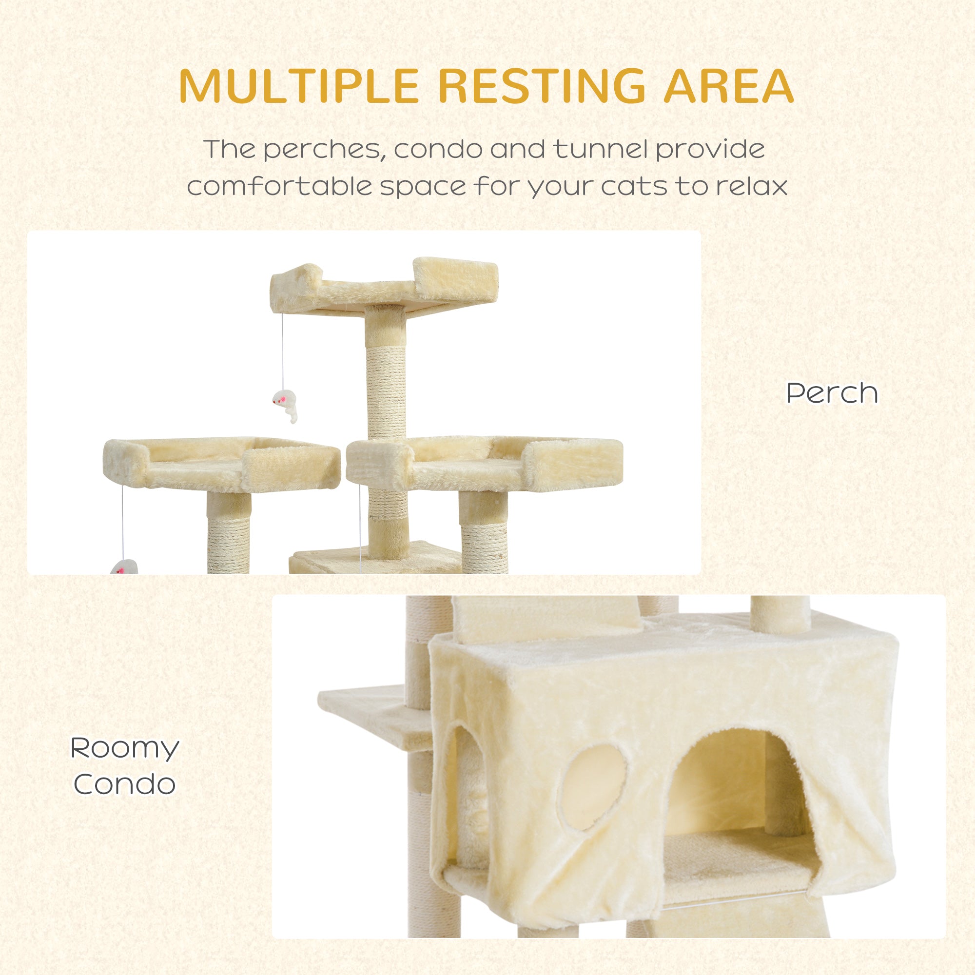 PawHut Cat Tree for Indoor Cats Play Tower Activity Center Kitten Scratch Post Climbing Tower 181 cm - North Peak Garden Furniture