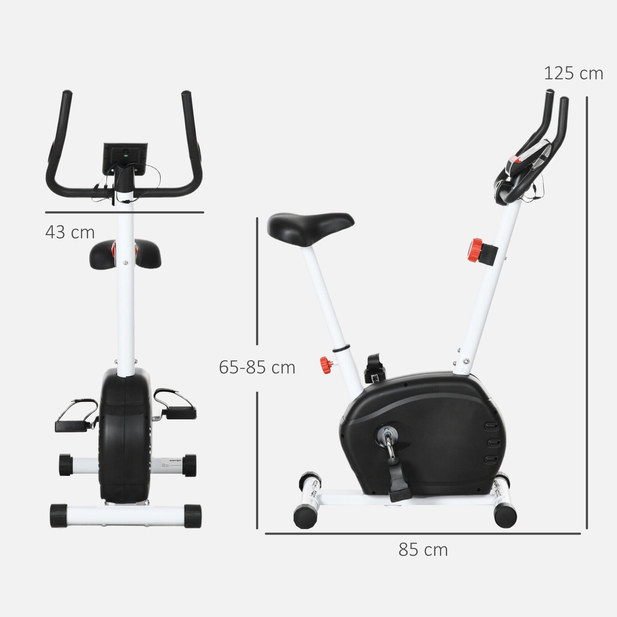 SPORTNOW Quiet Exercise Bike with 8-Level Magnetic Resistance and Heart Rate Sensor, for Home Gym, White and black - North Peak Garden Furniture