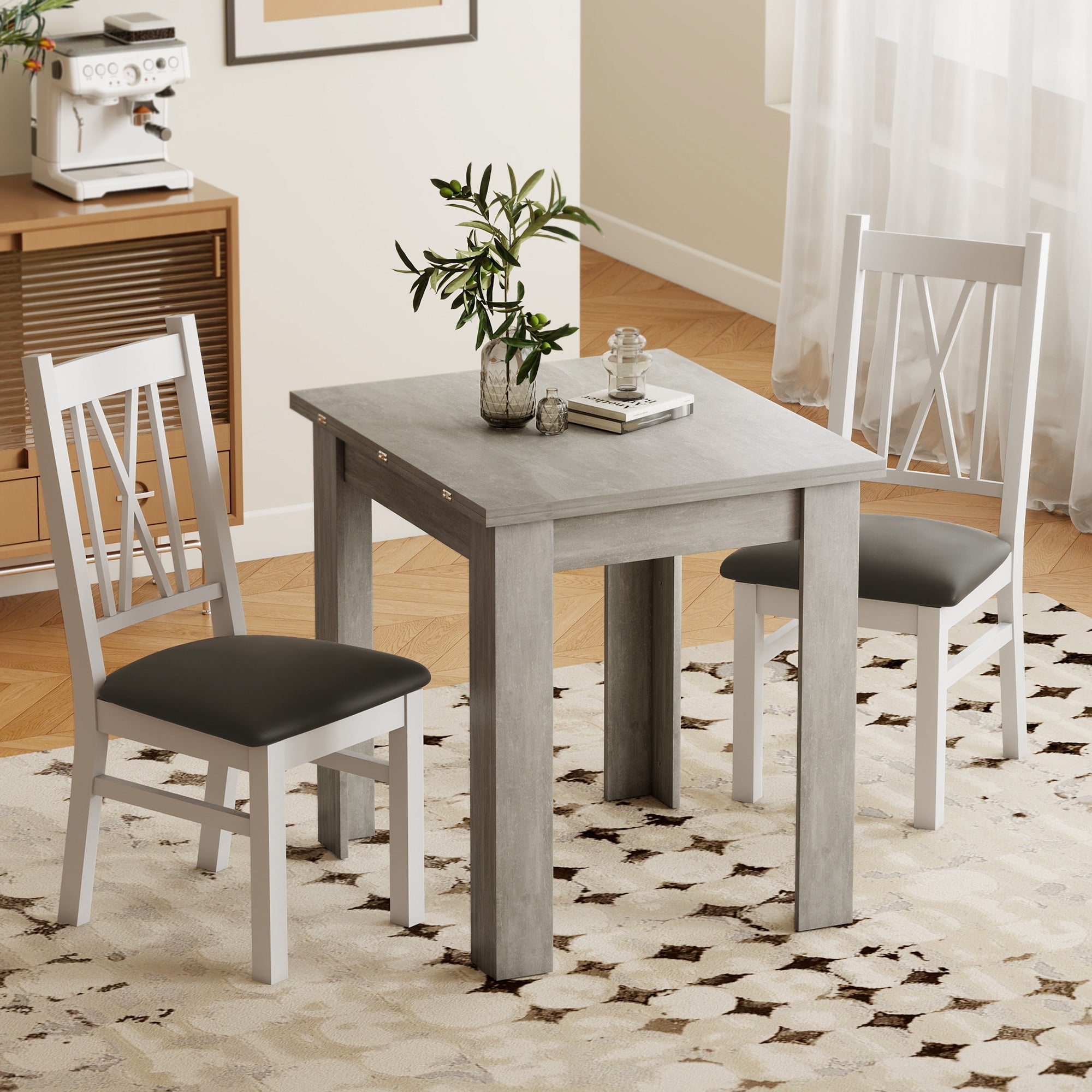 HOMCOM Folding Dining Table for 4-6, Rectangular Extendable Drop Leaf Table for Small Spaces, 140 x 80 x 77.5 cm, Grey