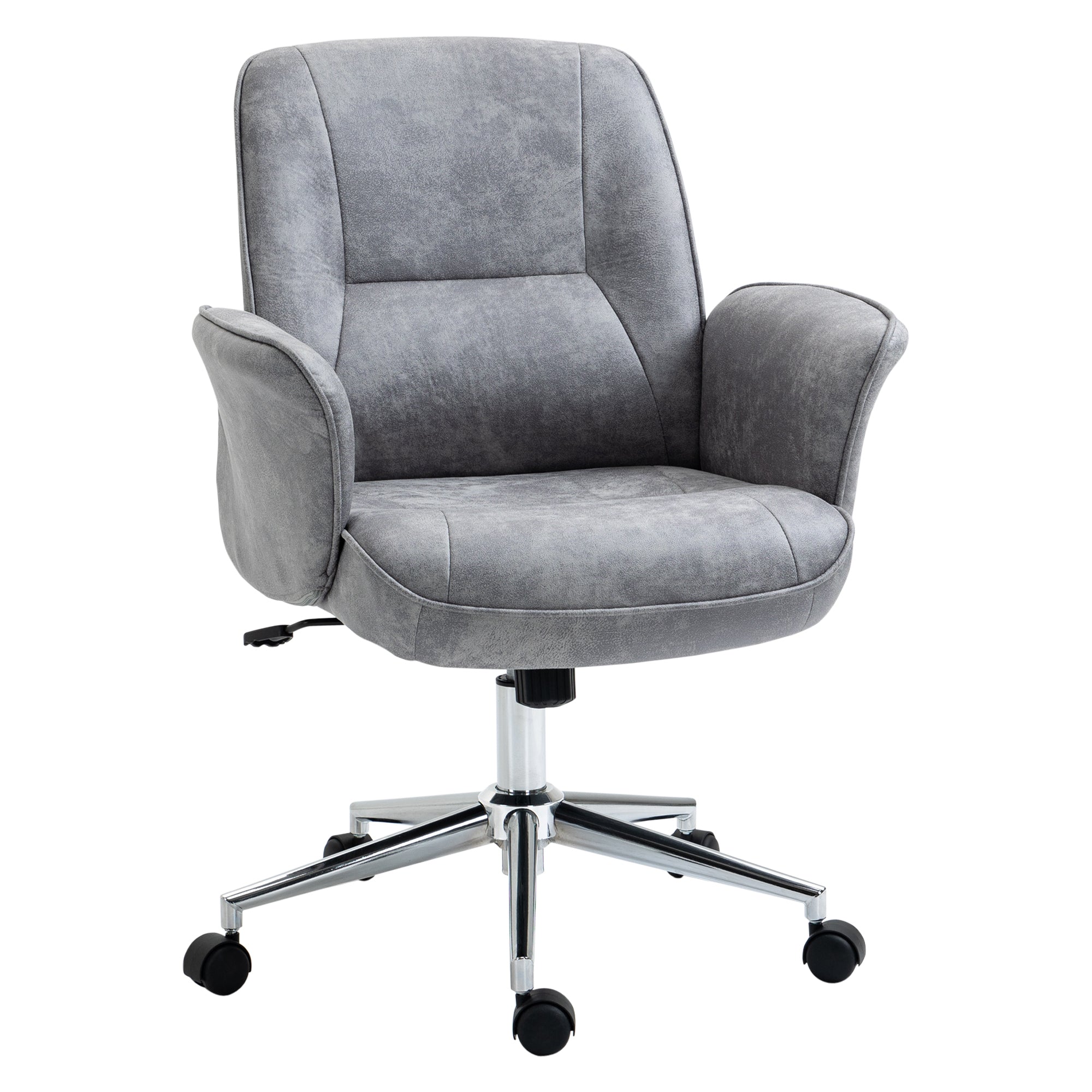 Vinsetto Swivel Computer Office Chair Mid Back Desk Chair for Home Study Bedroom, Light Grey - North Peak Garden Furniture
