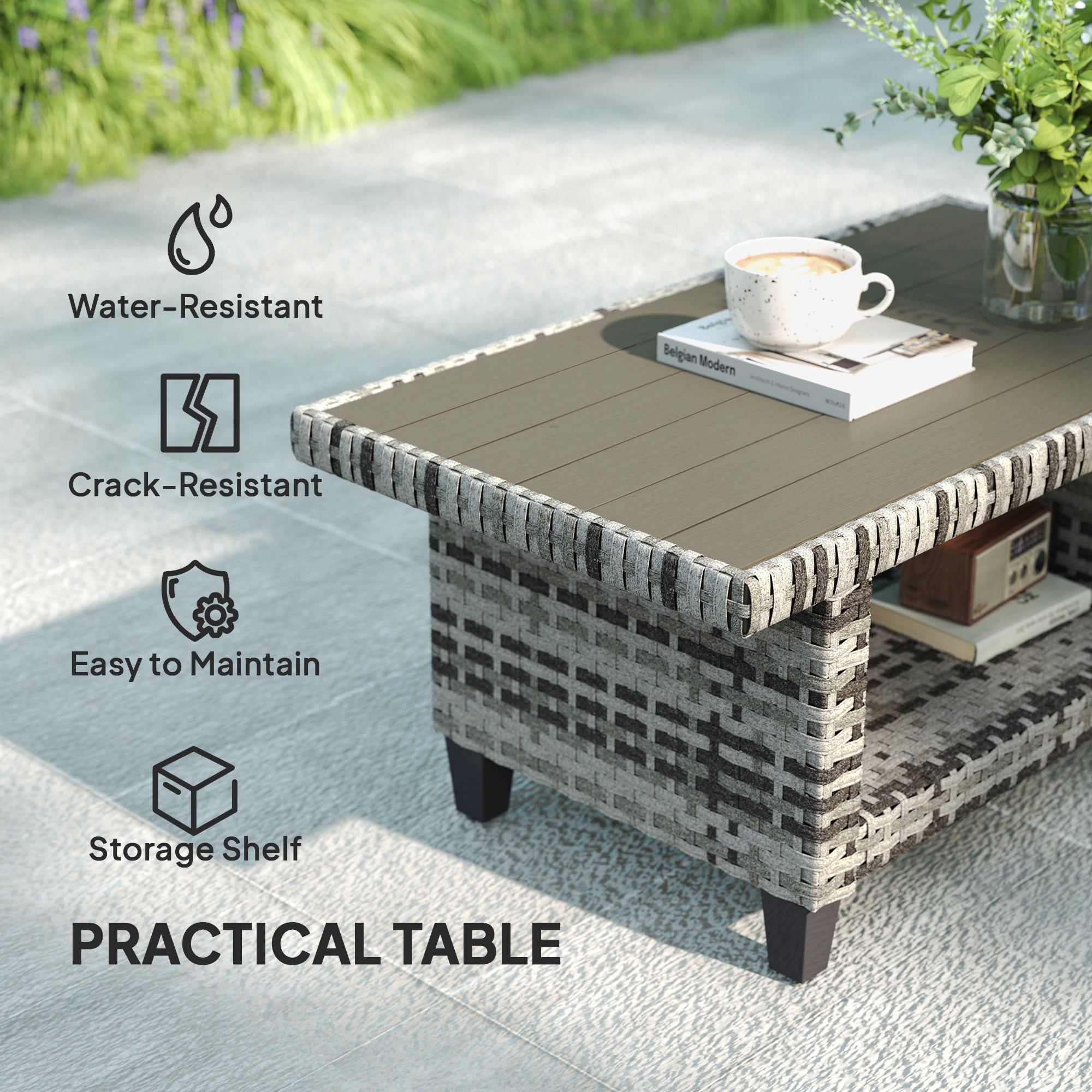 Outsunny Six-Piece Modular Rattan Sofa Set - Light Grey - North Peak Garden Furniture