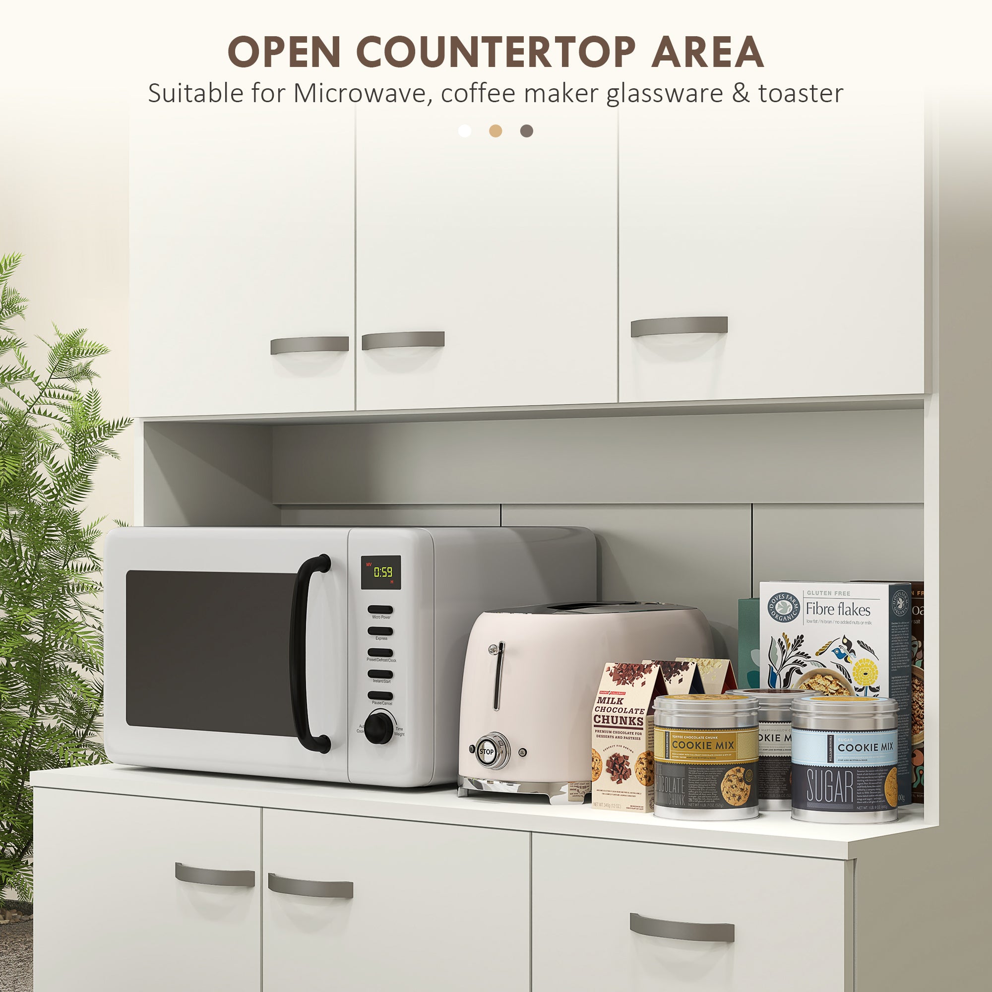 HOMCOM Freestanding Kitchen Pantry Storage Cabinet - White - North Peak Garden Furniture