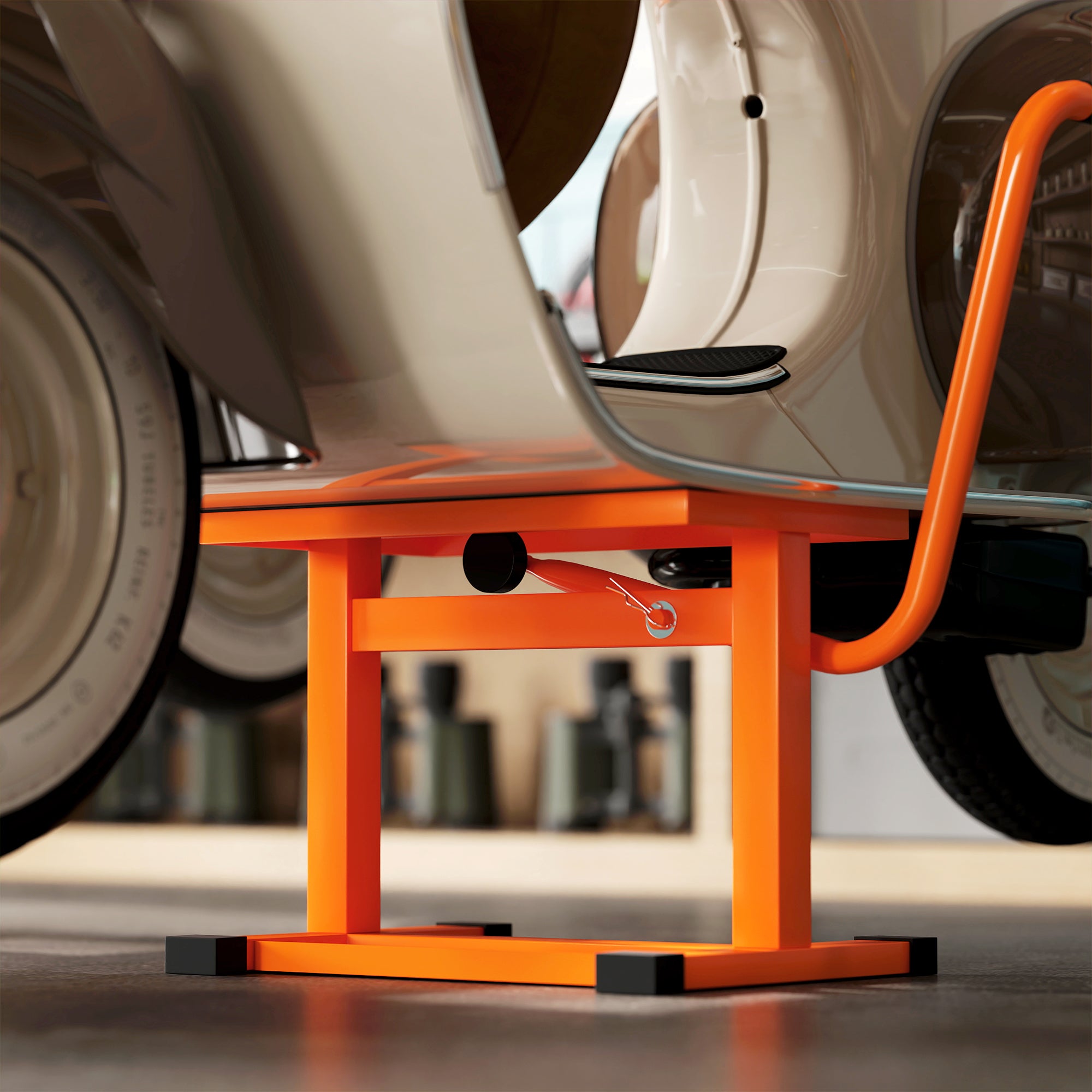 DURHAND Steel Motorbike Jack Lift, 27.5 / 39.5 H cm - Orange - North Peak Garden Furniture