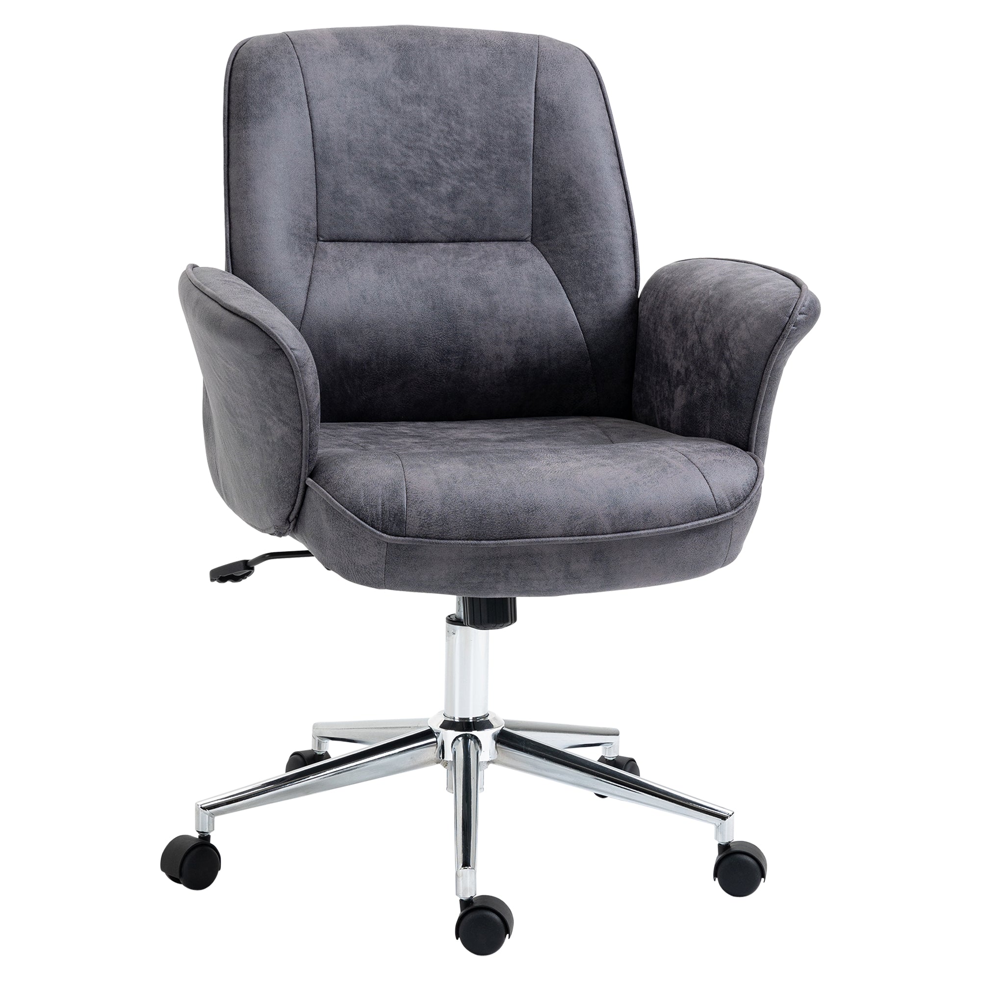 Vinsetto Swivel Computer Office Chair Mid Back Desk Chair for Home Study Bedroom, Charcoal Grey - North Peak Garden Furniture