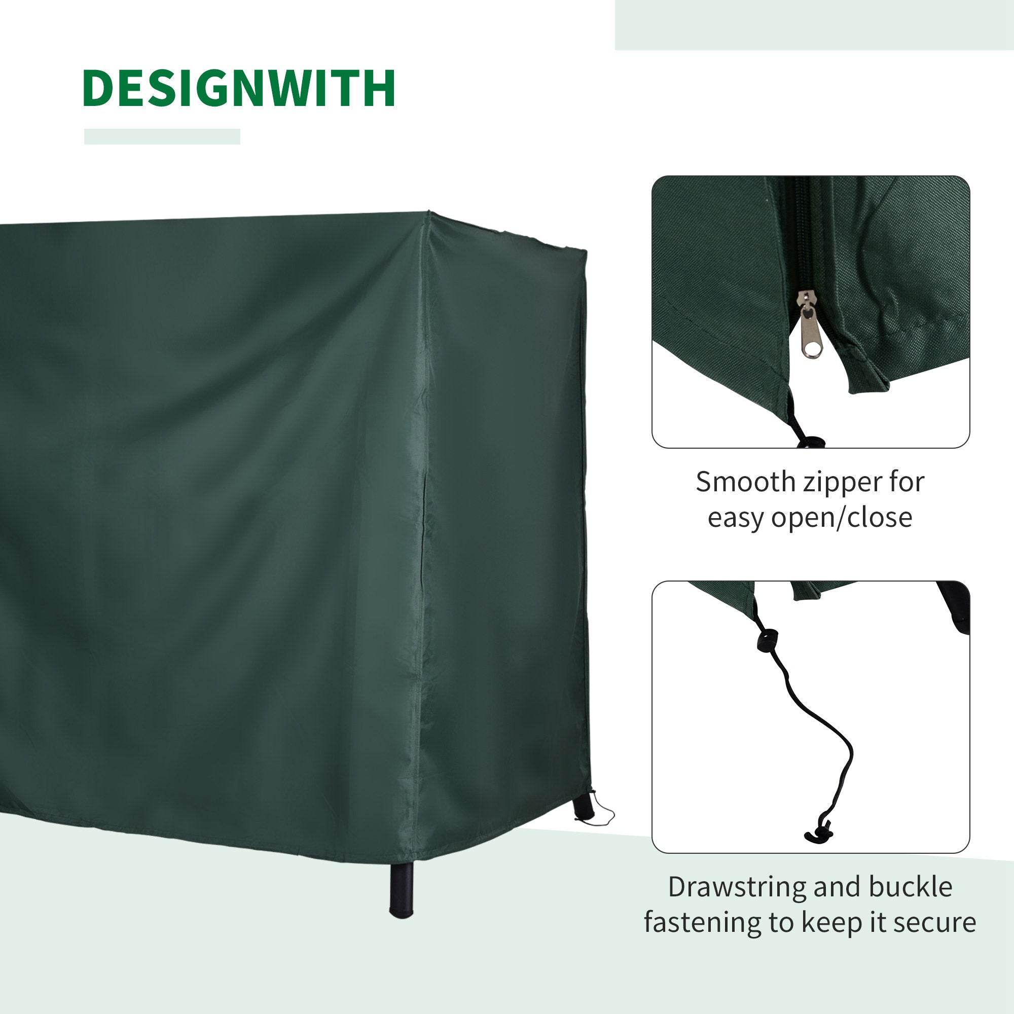 Outsunny 152 x 177cm Three-Seater Swing Chair Protective Cover Green - North Peak Garden Furniture