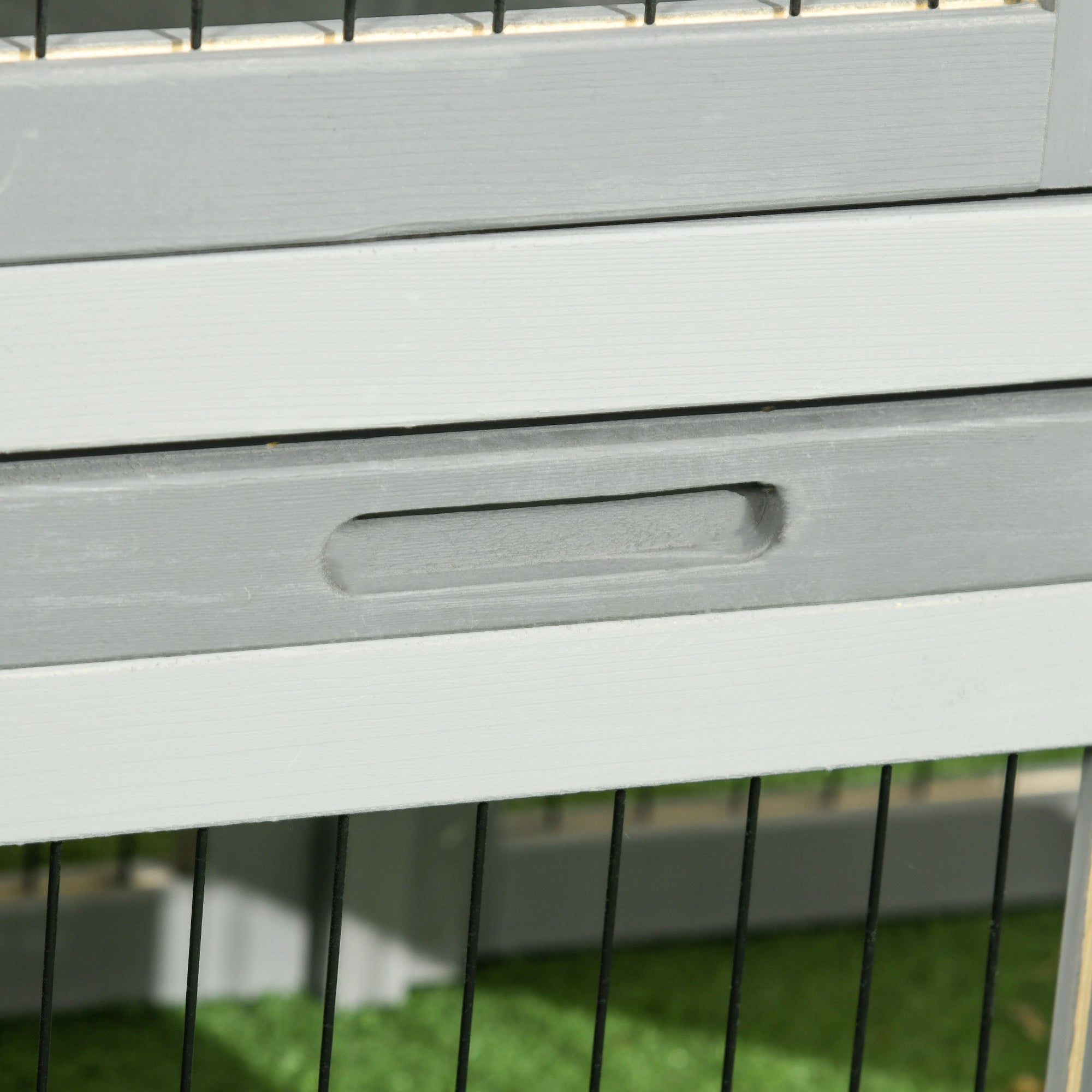 PawHut Wooden Rabbit Hutch with Outdoor Run Grey - North Peak Garden Furniture