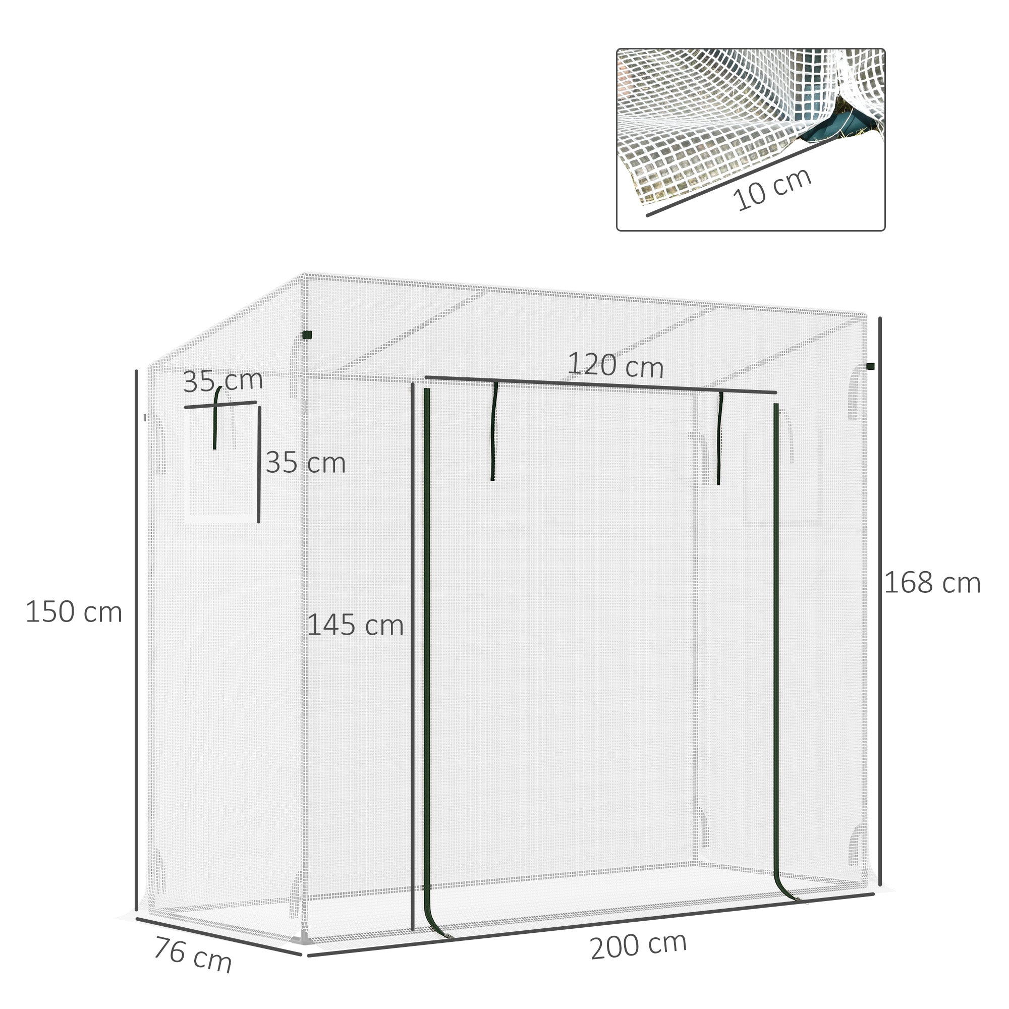 Outsunny 200x76x168cm Walk-in Garden Greenhouse Patio Hot House, Plants Flowers Herbs Tomato Grow w/ Steel Frame Door Window Balcony Patio - North Peak Garden Furniture