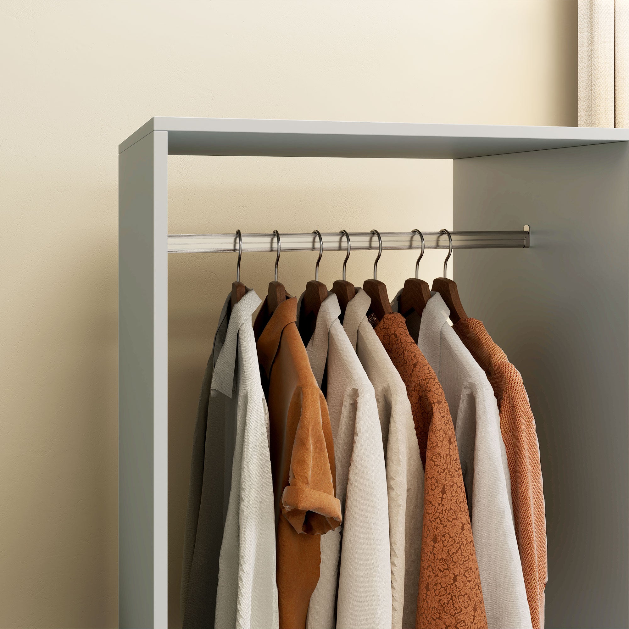 HOMCOM Open Wardrobe for Bedroom, Small Wardrobe on Wheels with Clothes Rail, Storage Shelves, Mobile Garment Rack for Clothes Storage, Cloakroom, Hallway, Grey - North Peak Garden Furniture