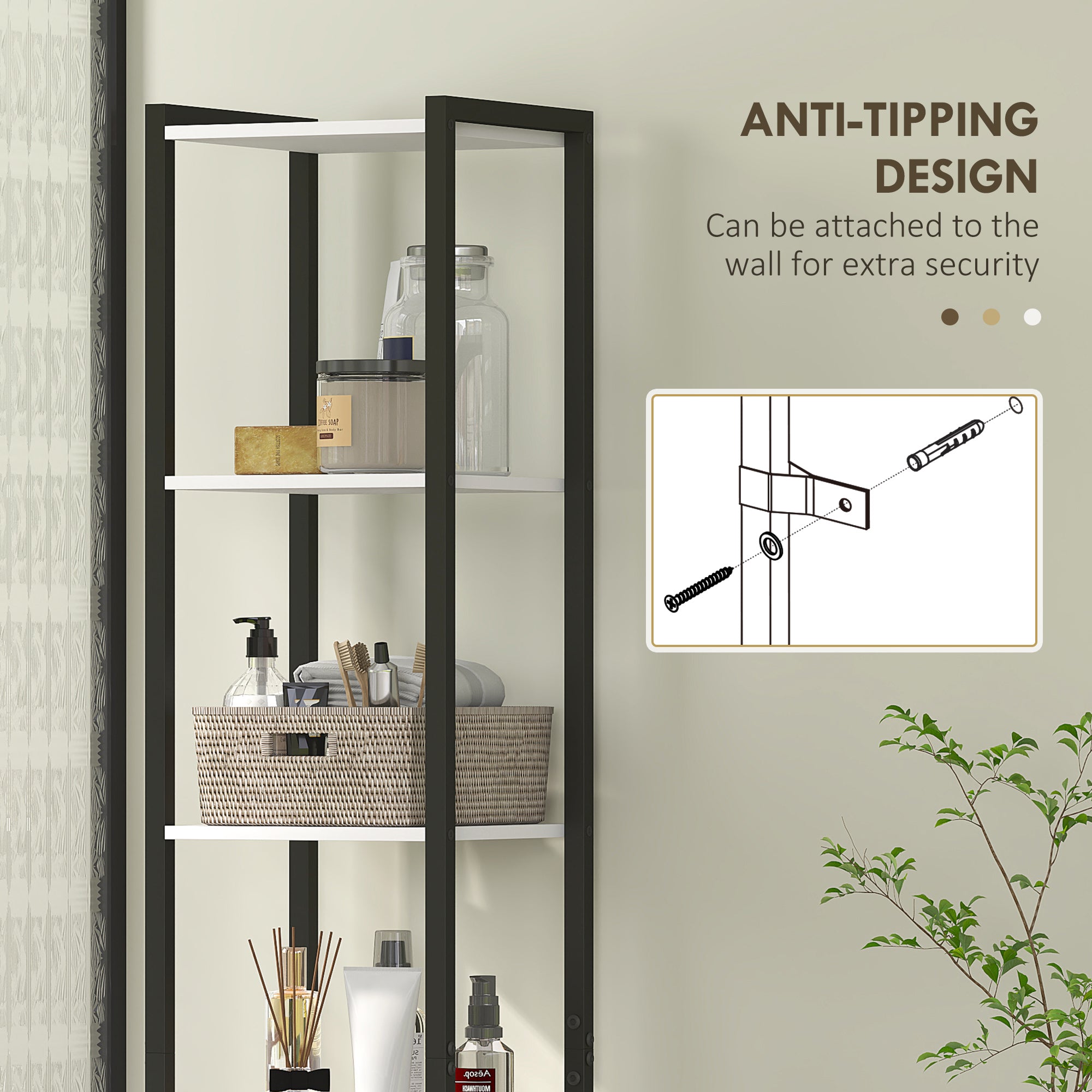 HOMCOM Tall Bathroom Cabinet with 3 Shelves, Slim Storage Cabinet with Adjustable Shelf, Narrow Tallboy Cupboard, Bathroom Storage Unit for Kitchen, Living Room, Hallway, 30 x 30 x 170 cm - North Peak Garden Furniture