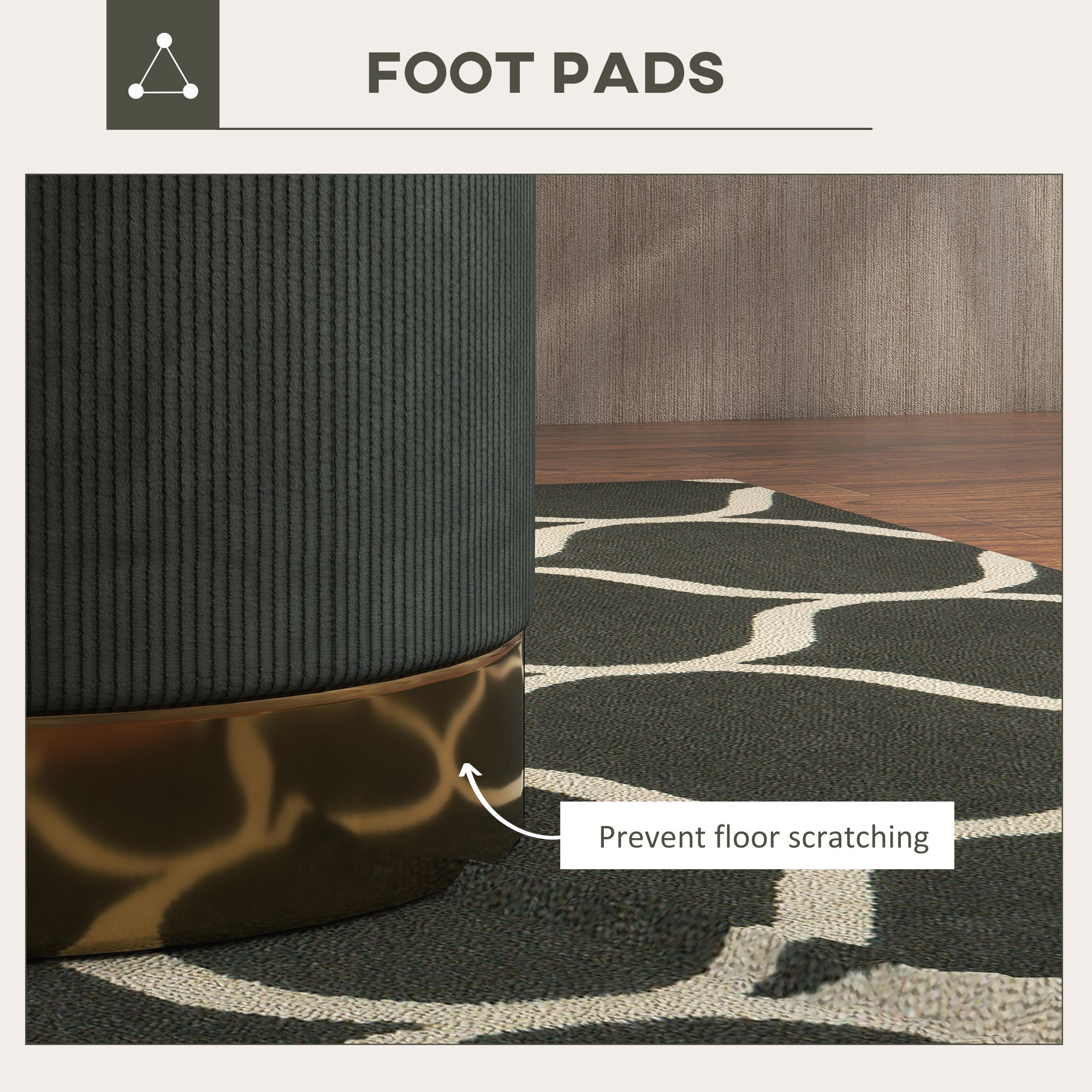 HOMCOM Soft Padded Corduroy Footstool - Dark Green - North Peak Garden Furniture