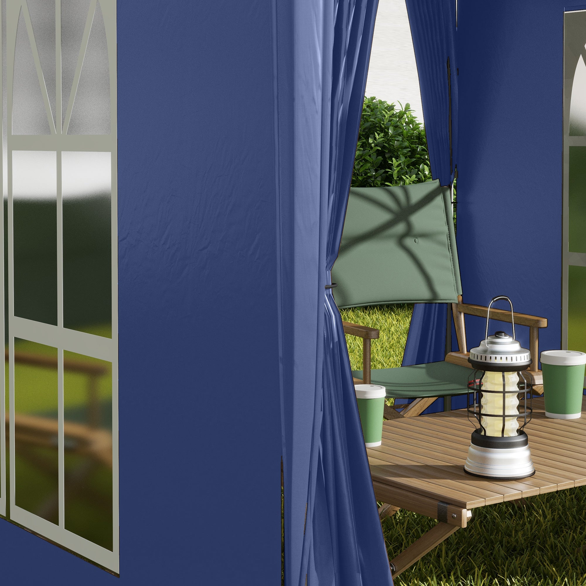 Outsunny 2 x 2 m Garden Pop Up Gazebo, Wedding Party Tent Marquee, Water Resistant Awning Canopy with Sidewalls, Windows, Carry Bag, Blue - North Peak Garden Furniture