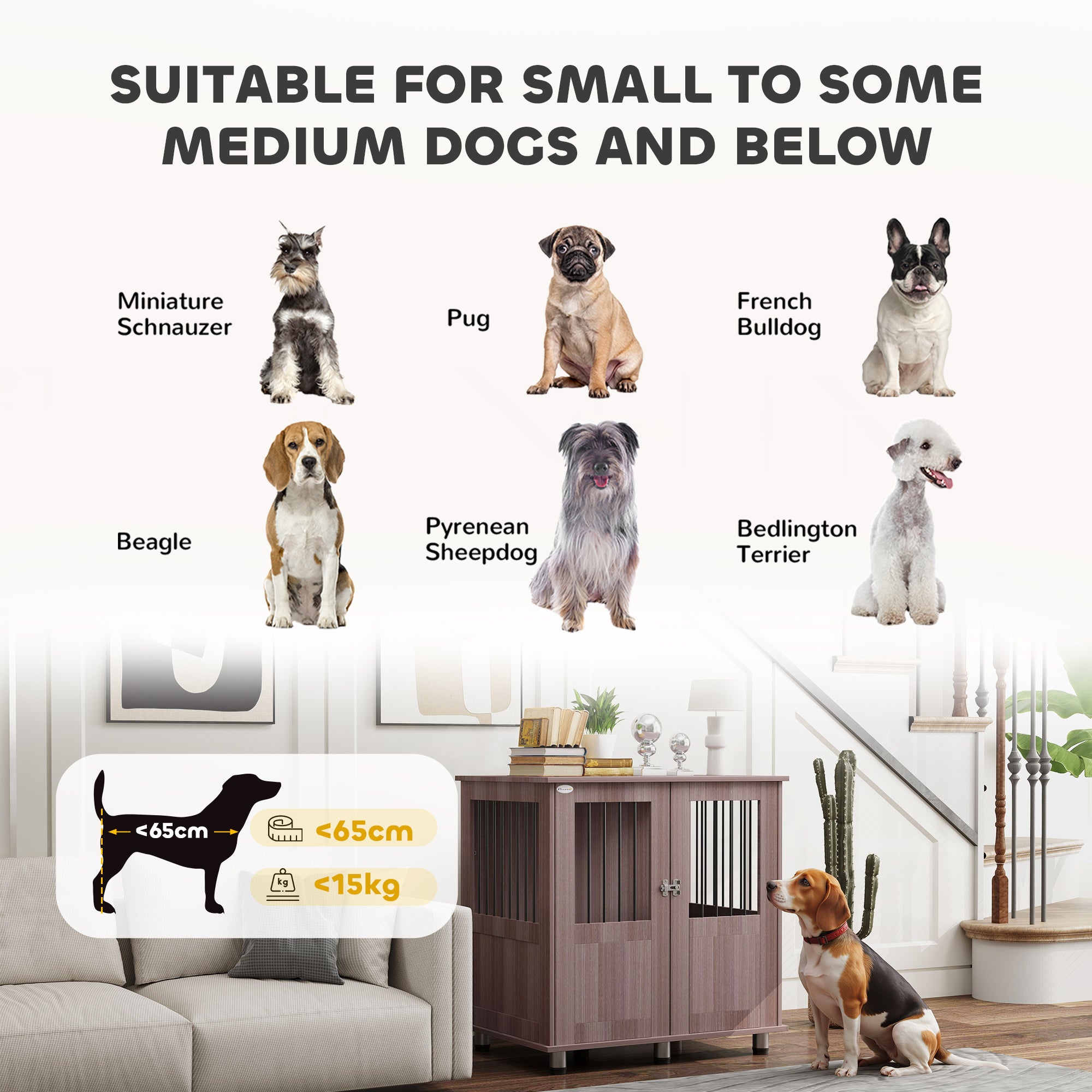 PawHut Dog Crate Table for Medium and Large Dogs with Magnetic Door for Indoor Use, 85 x 55 x 75 cm, Purple - North Peak Garden Furniture