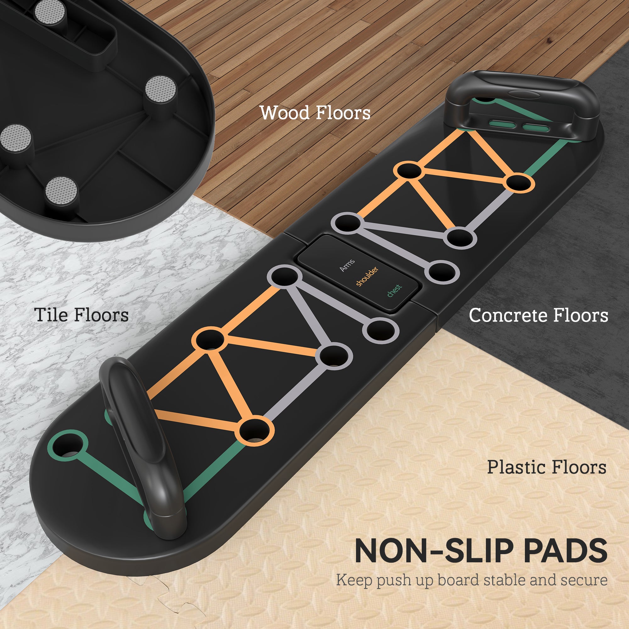 SPORTNOW Foldable Push Up Board, 11-in-1 Press Up Board, Portable Pushup Stand with Non-slip Pads, Multi-function Home Gym Equipment for Arm, Shoulder, Chest Muscle Training Fitness, Black - North Peak Garden Furniture