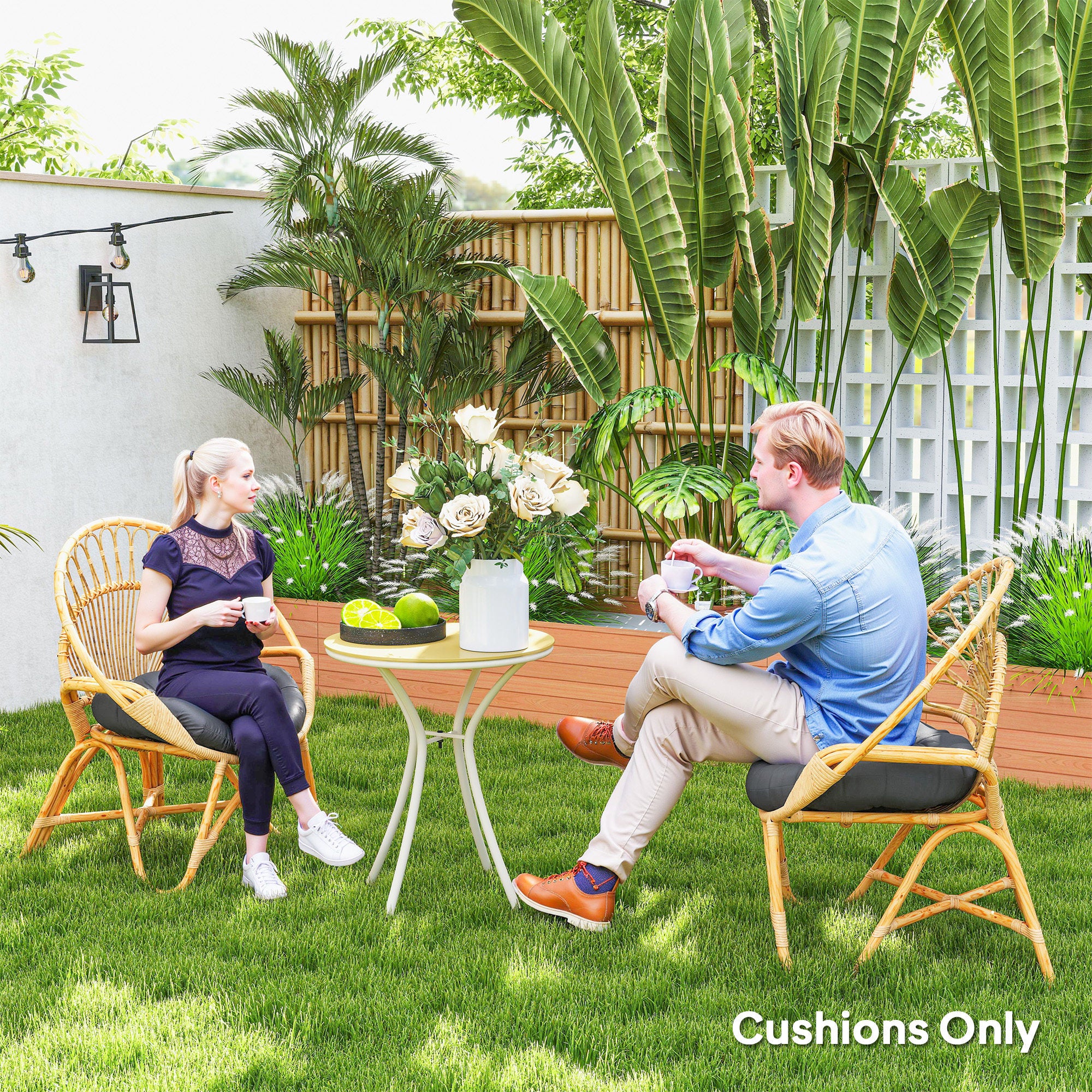 Outsunny Set of Two Φ60cm Outdoor Cushions - Dark Grey - North Peak Garden Furniture