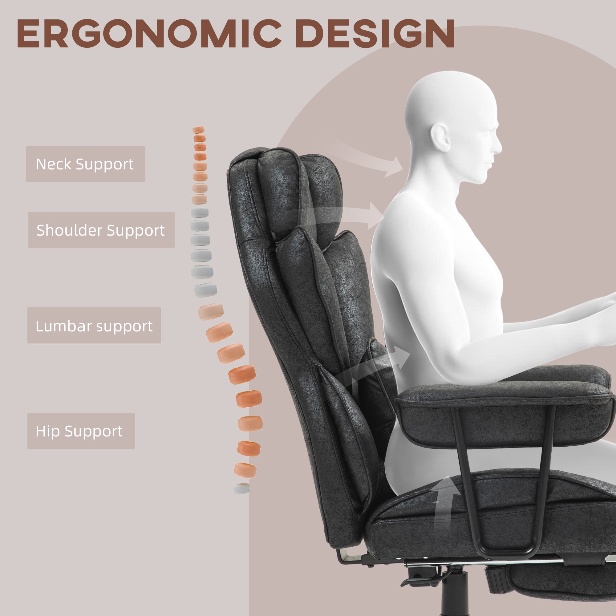 HOMCOM Massage Office Chair with 6 Point Massage and Heat, Desk Chair with Footrest, Reclining Backrest, Swivel Wheels, Adjustable Height, Black