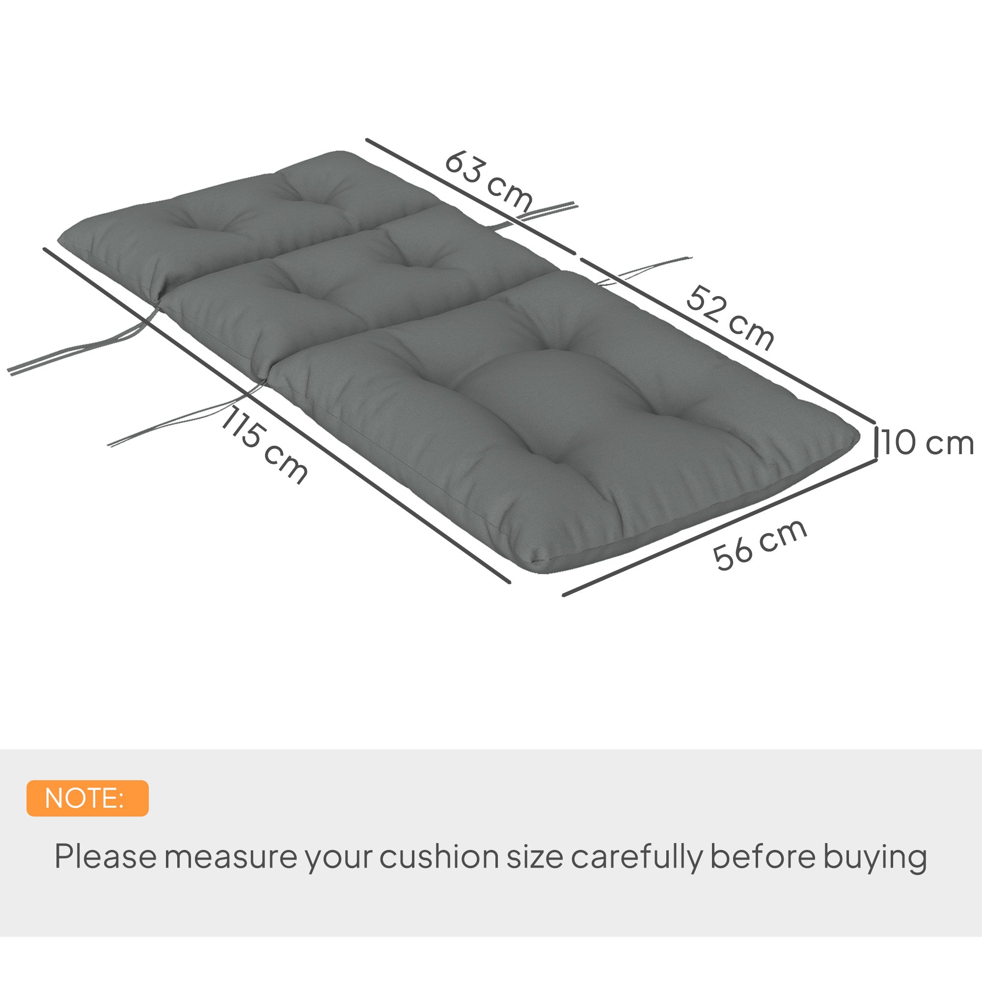 Outsunny Tufted Adirondack Chair Cushion, Thick Garden Seat Cushion Pad with Backrest, Rocking Chair Cushion with Ties for Outdoor and Indoor Use, Light Grey - North Peak Garden Furniture
