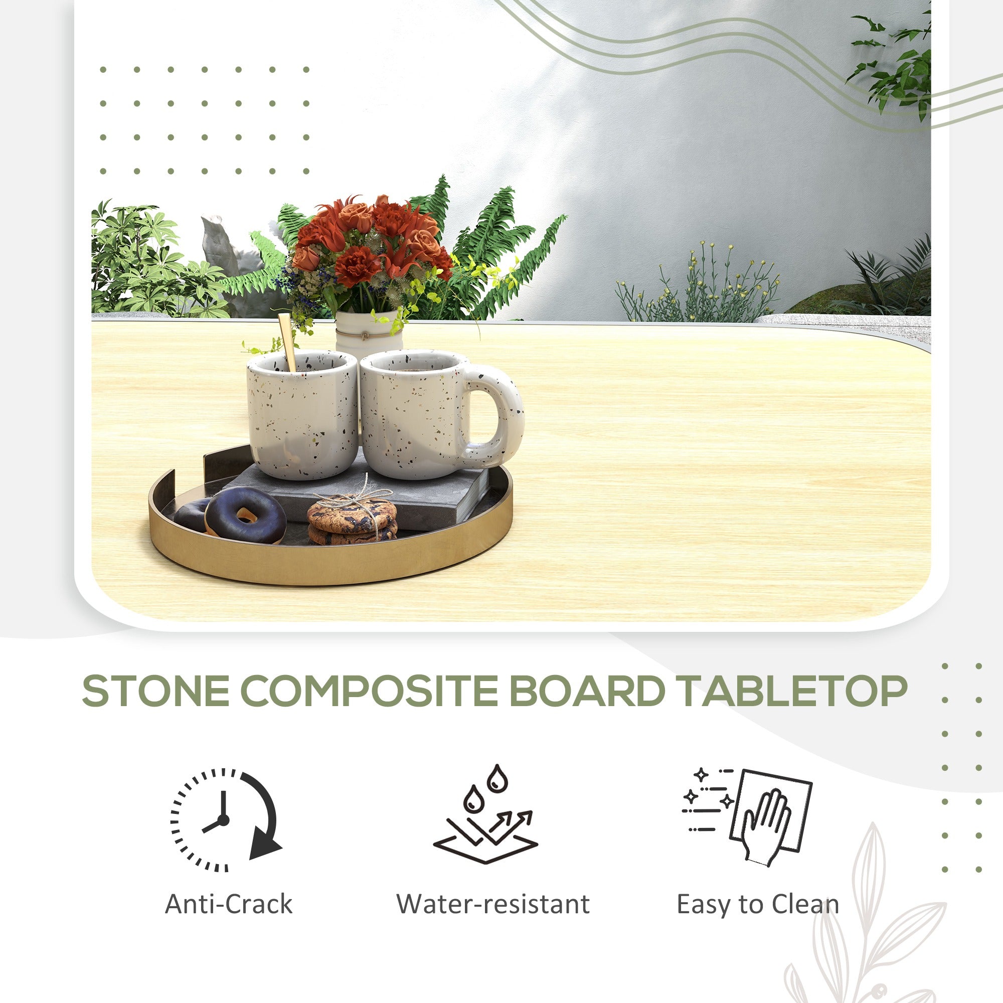 Outsunny 4 Seater Rattan Cube Garden Furniture Set with Cushions, Square Garden Dining Set with Stone Composite Board Top Table, Outdoor Dining Table and Chairs, Grey - North Peak Garden Furniture
