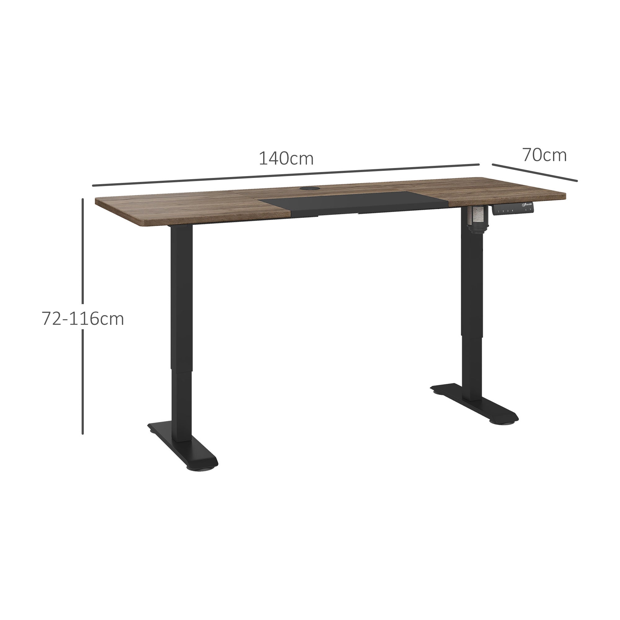 Vinsetto 72-116cm Adjustable Electric Standing Desk, with LED Display - Black - North Peak Garden Furniture
