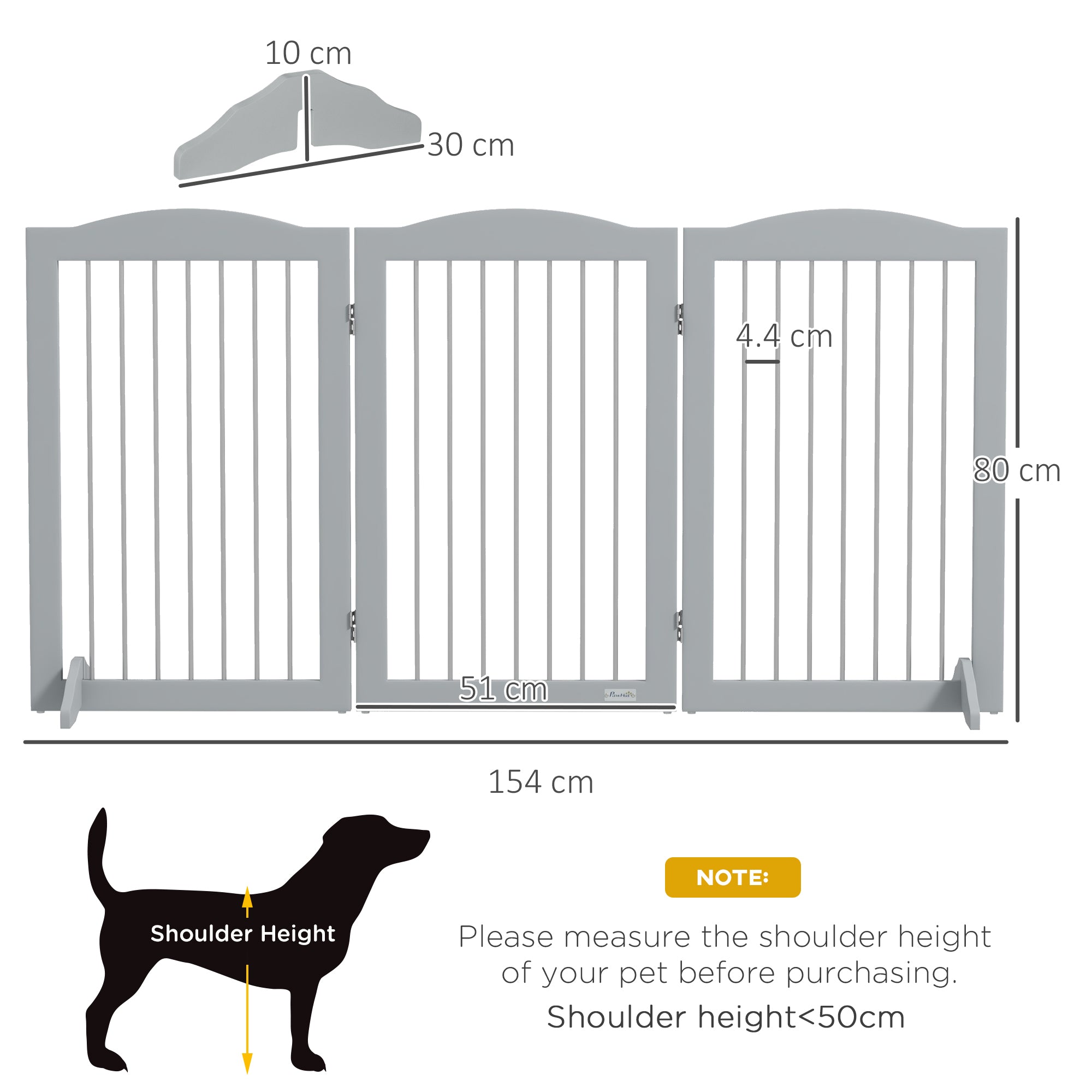 PawHut Foldable Dog Gate, Freestanding Pet Gate, with Two Support Feet, for Staircases, Hallways, Doorways - Grey - North Peak Garden Furniture