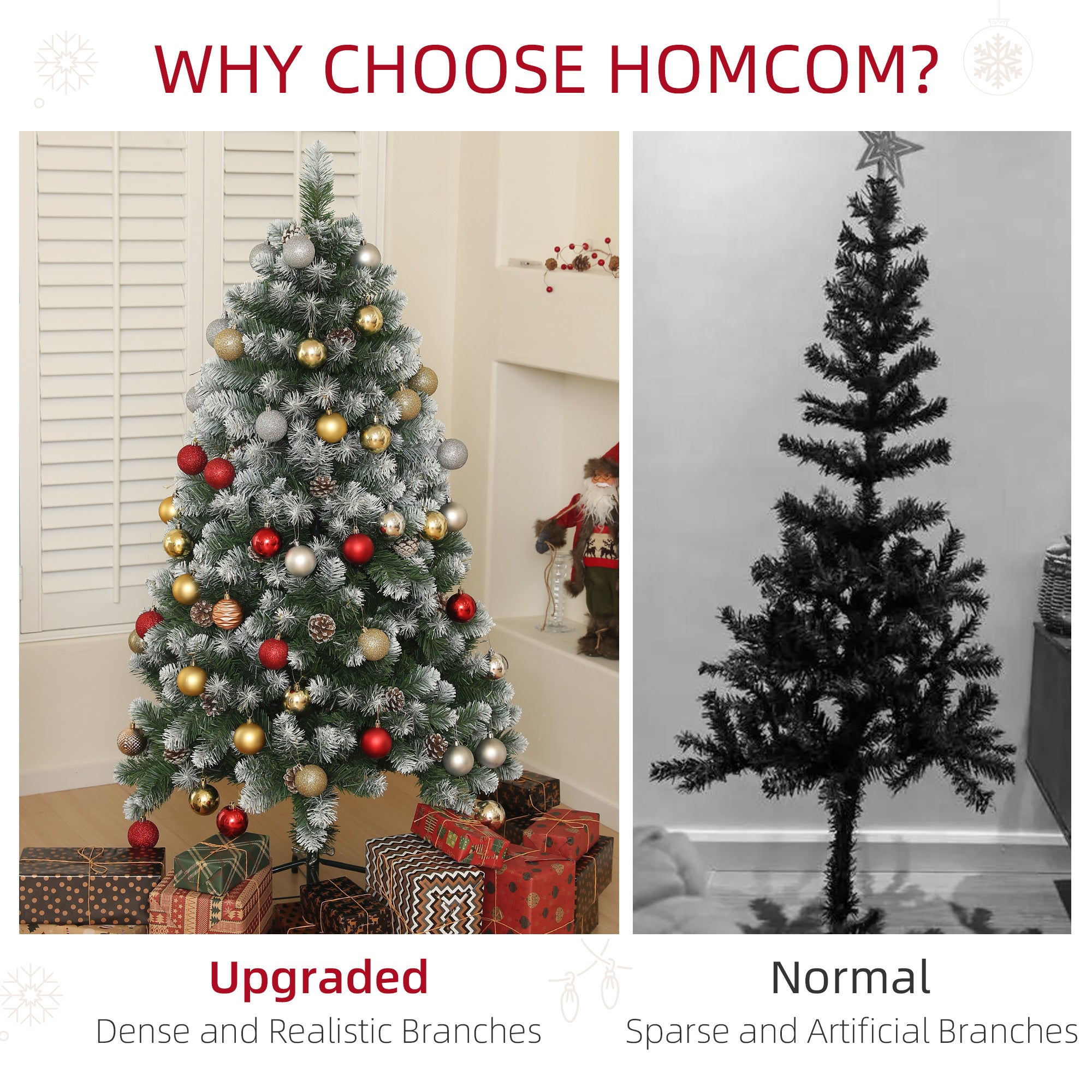 HOMCOM 5ft Snow-Dipped Artificial Pine Christmas Tree - North Peak Garden Furniture