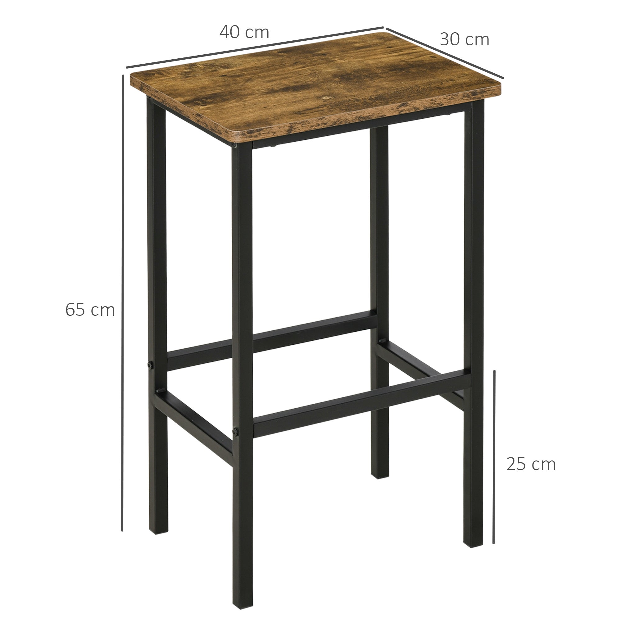 HOMCOM Industrial Bar Stools, Set of 2 Kitchen Breakfast Bar Chairs with Footrest, Counter Height Island Stools for Dining Area, Home Pub, Rustic Brown - North Peak Garden Furniture