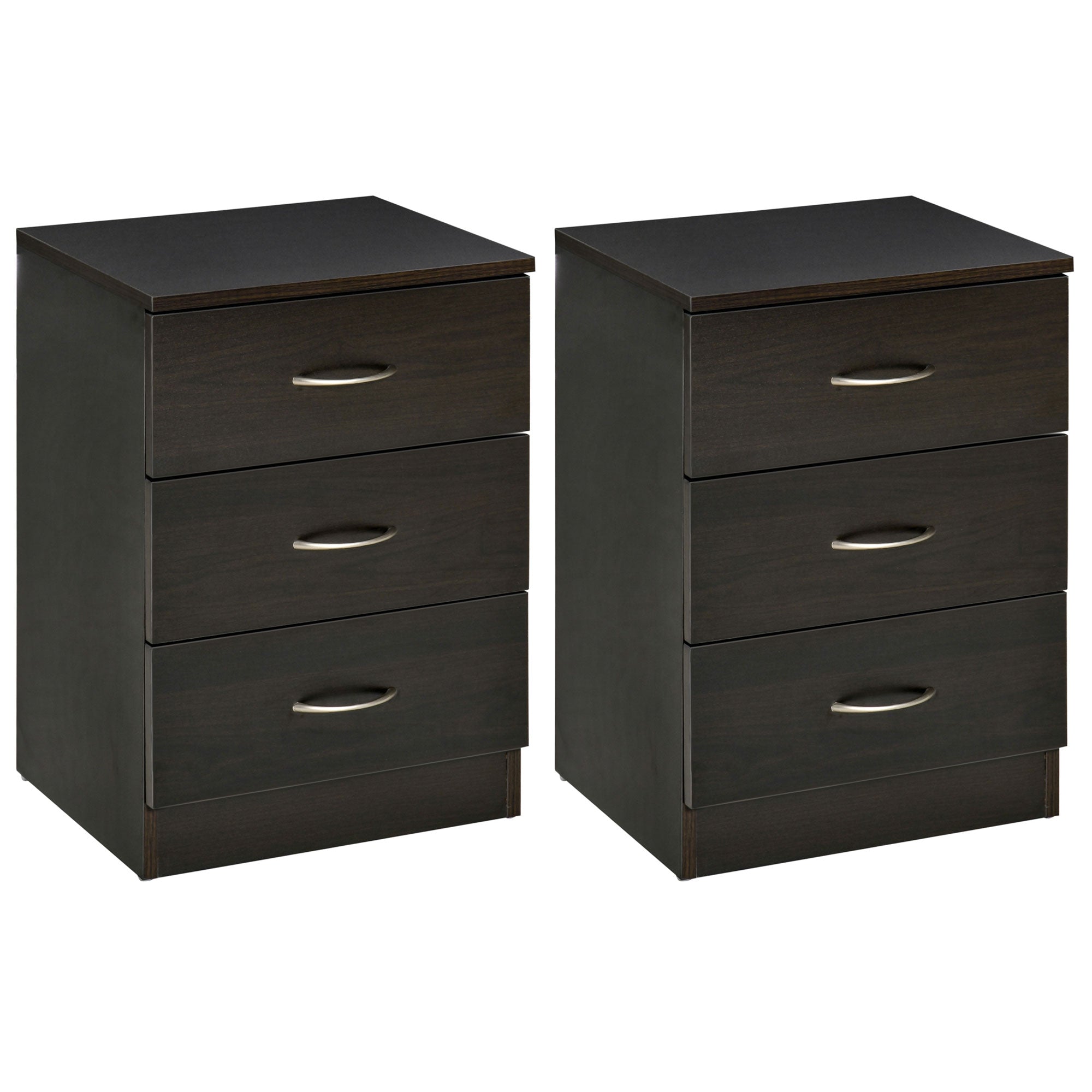 HOMCOM Bedside Cabinet with Drawer and Shelf, White Bedside Table for Bedroom, Living Room, Nightstand Side Table with Metal Rail Set of 2 - North Peak Garden Furniture