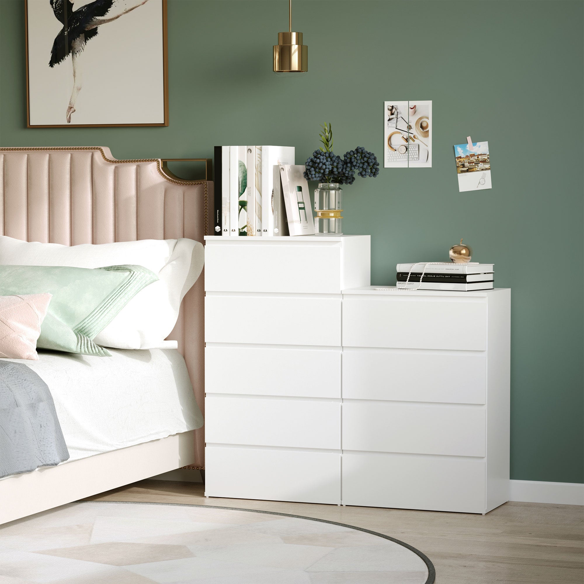 HOMCOM Chest of Drawers, 4 Drawers Storage Cabinet Floor Tower Cupboard for Bedroom Living Room, White - North Peak Garden Furniture