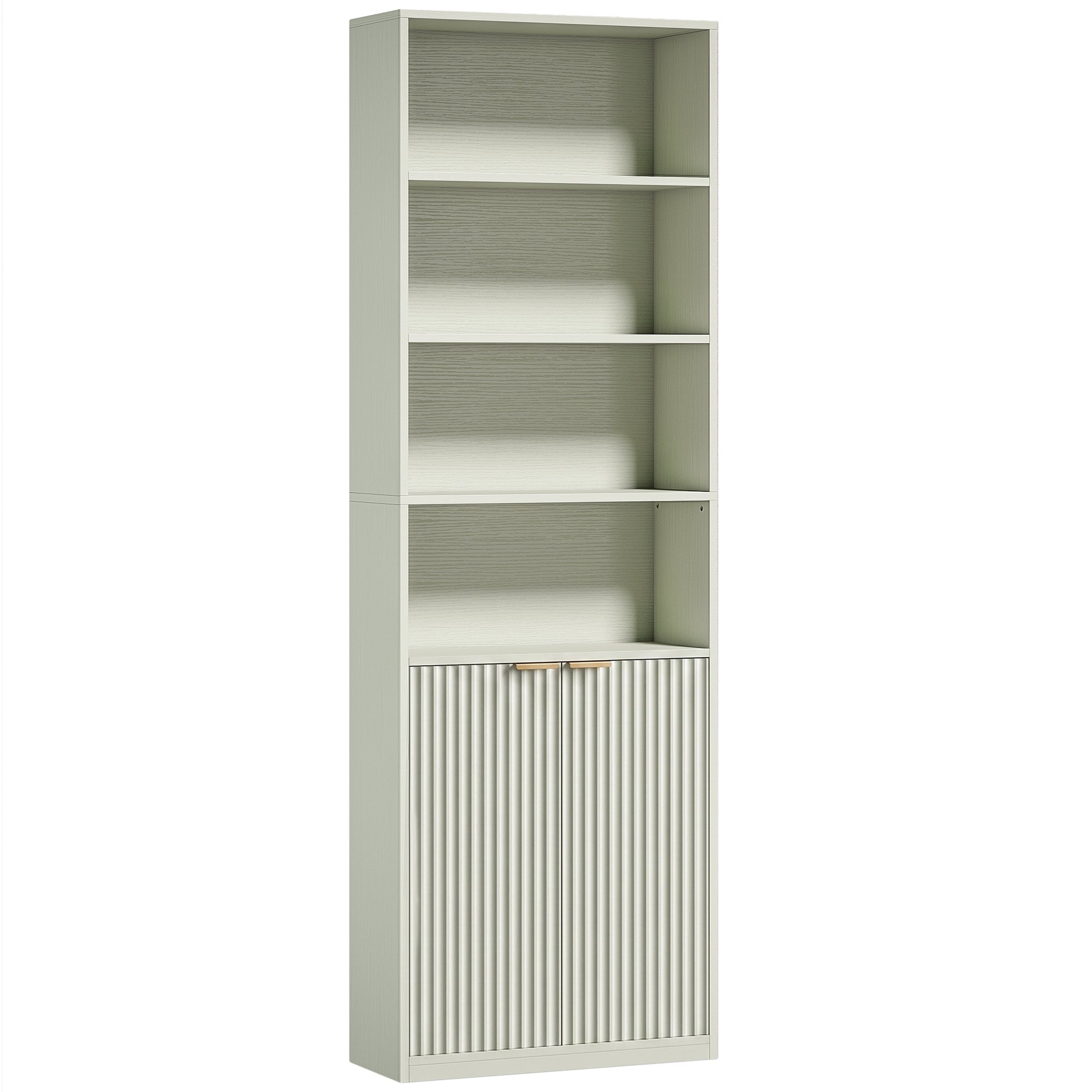 HOMCOM Bookcase Adjustable Shelf Bookshelf Anti-Tip Hardware 6-Tier, Light Green