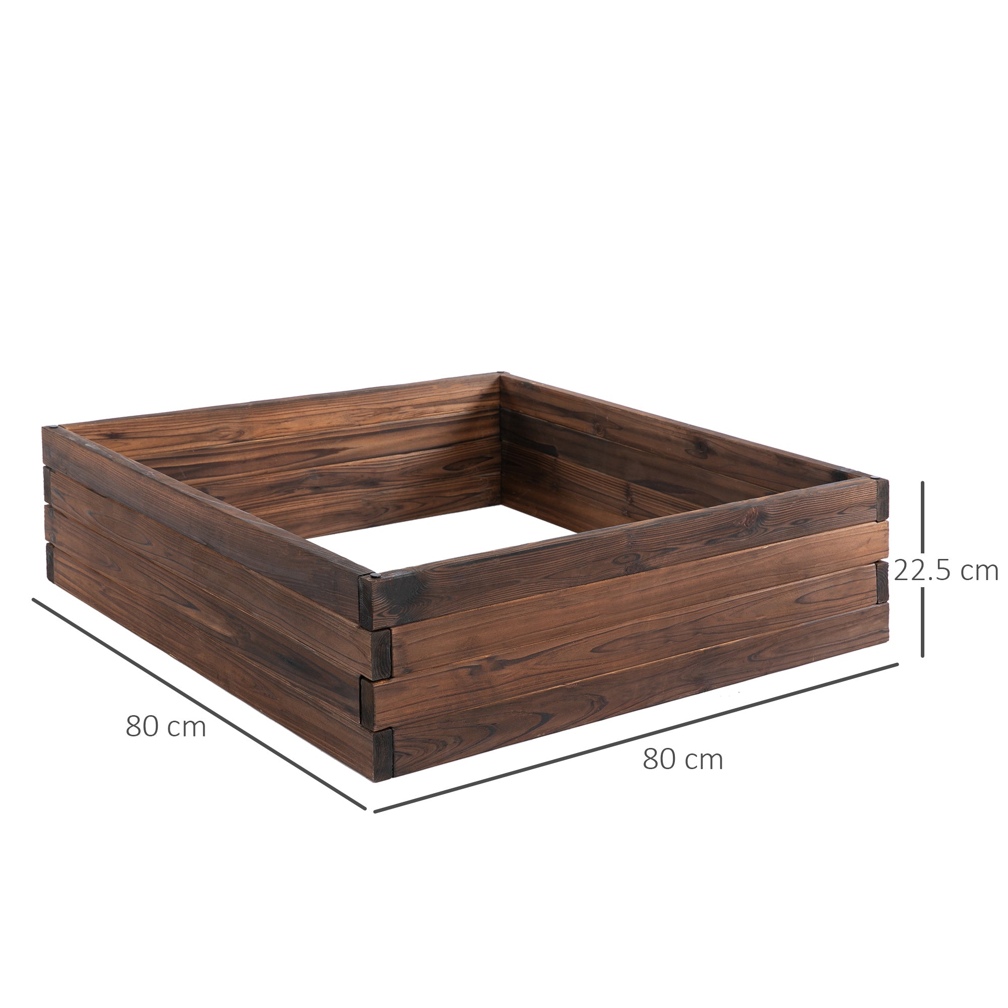 Outsunny 128L Wooden Raised Beds for Garden Planter Grow Containers For Outdoor Patio Plant Flower Vegetable 80L x 80W x 22.5H cm - North Peak Garden Furniture