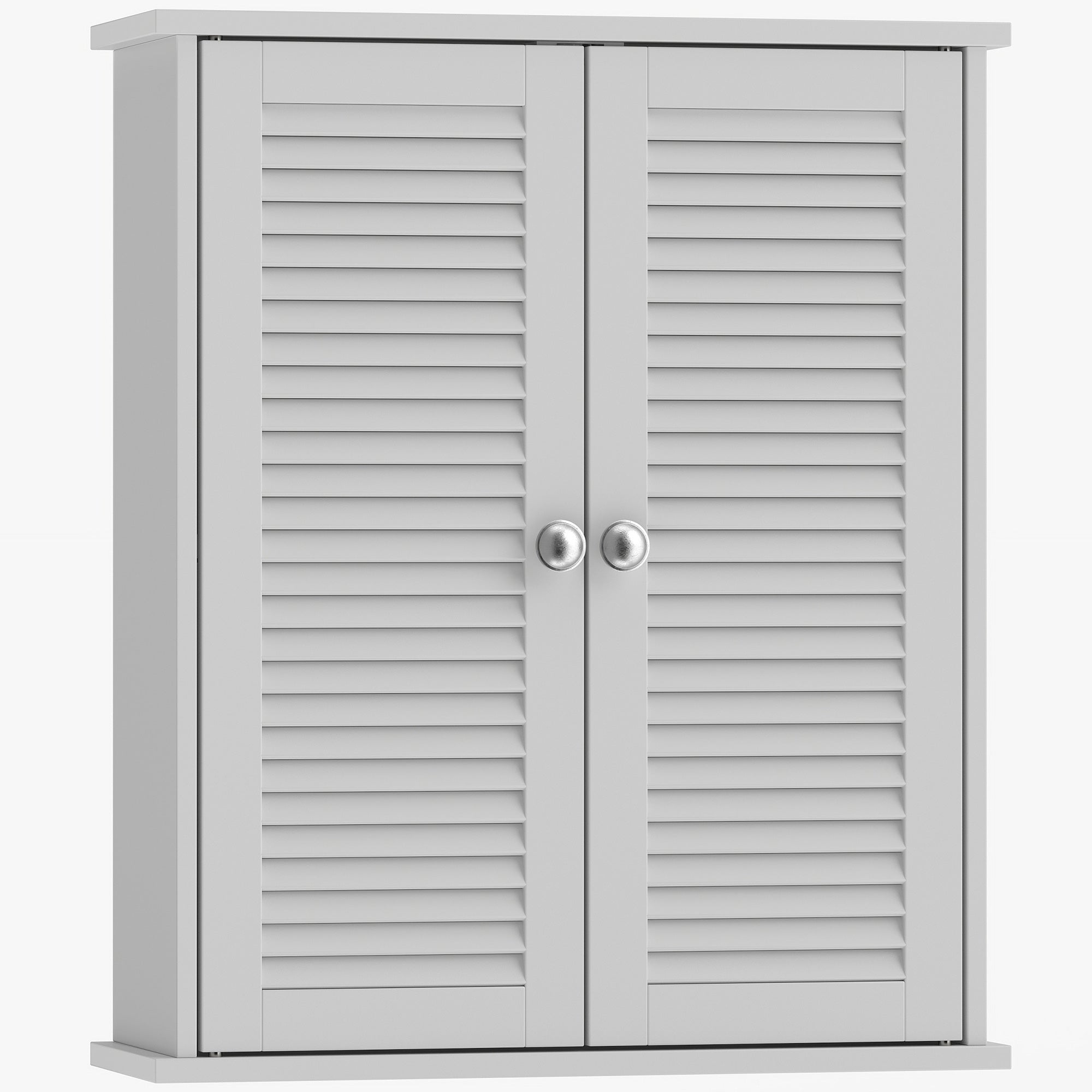 HOMCOM Bathroom Cabinet, Bathroom Wall Cabinet with Louvered Doors and Adjustable Shelf Storage for Kitchen, White