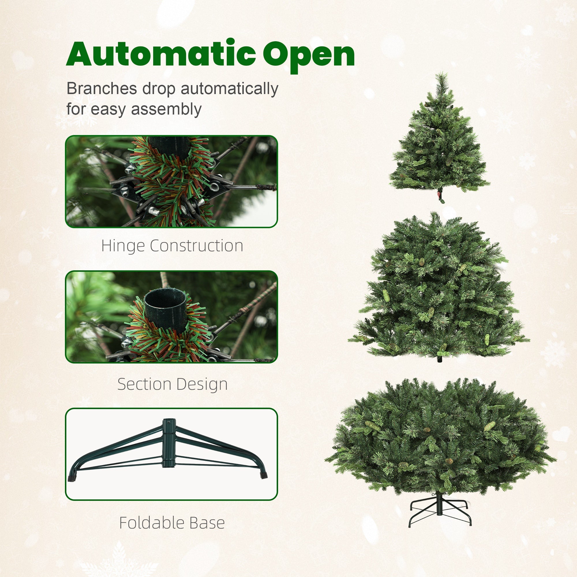 HOMCOM 180cm Carolina Pine Christmas Tree with Colourful DIY Synchronized LED Lights and Remote