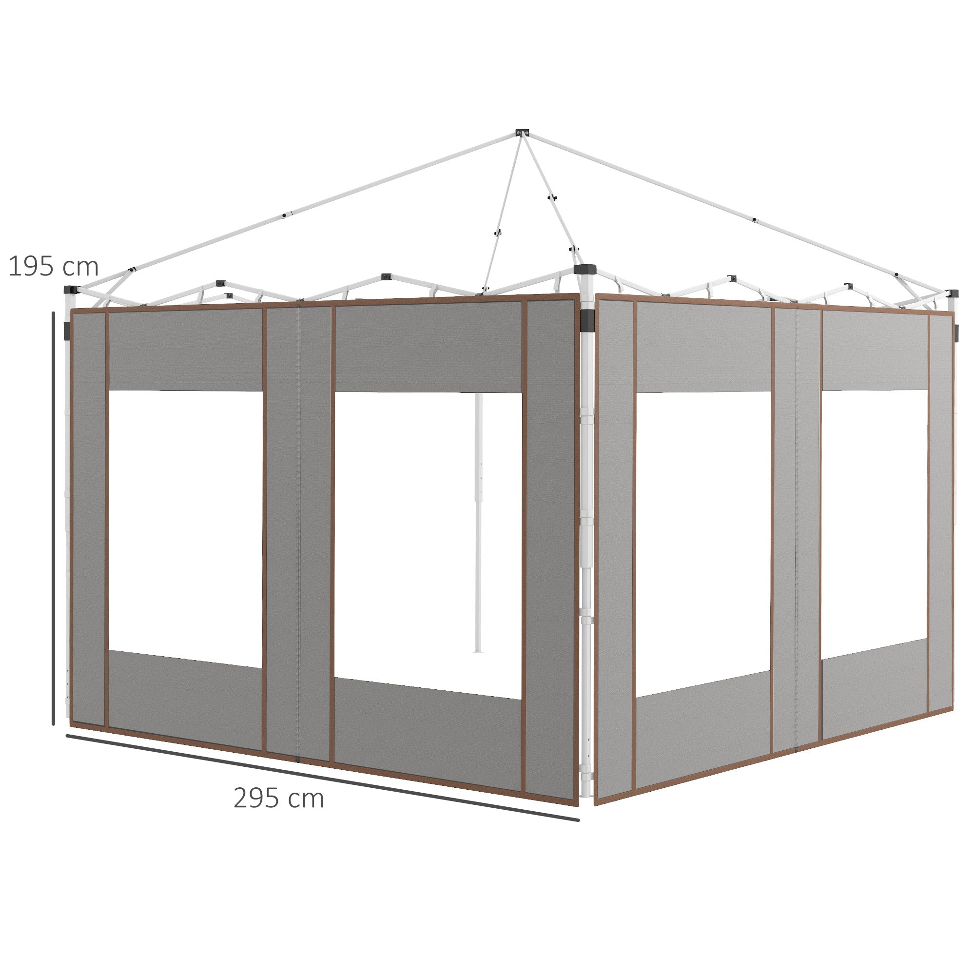 Outsunny Set of Two 295cm Replacement Canopy Walls - Grey - North Peak Garden Furniture