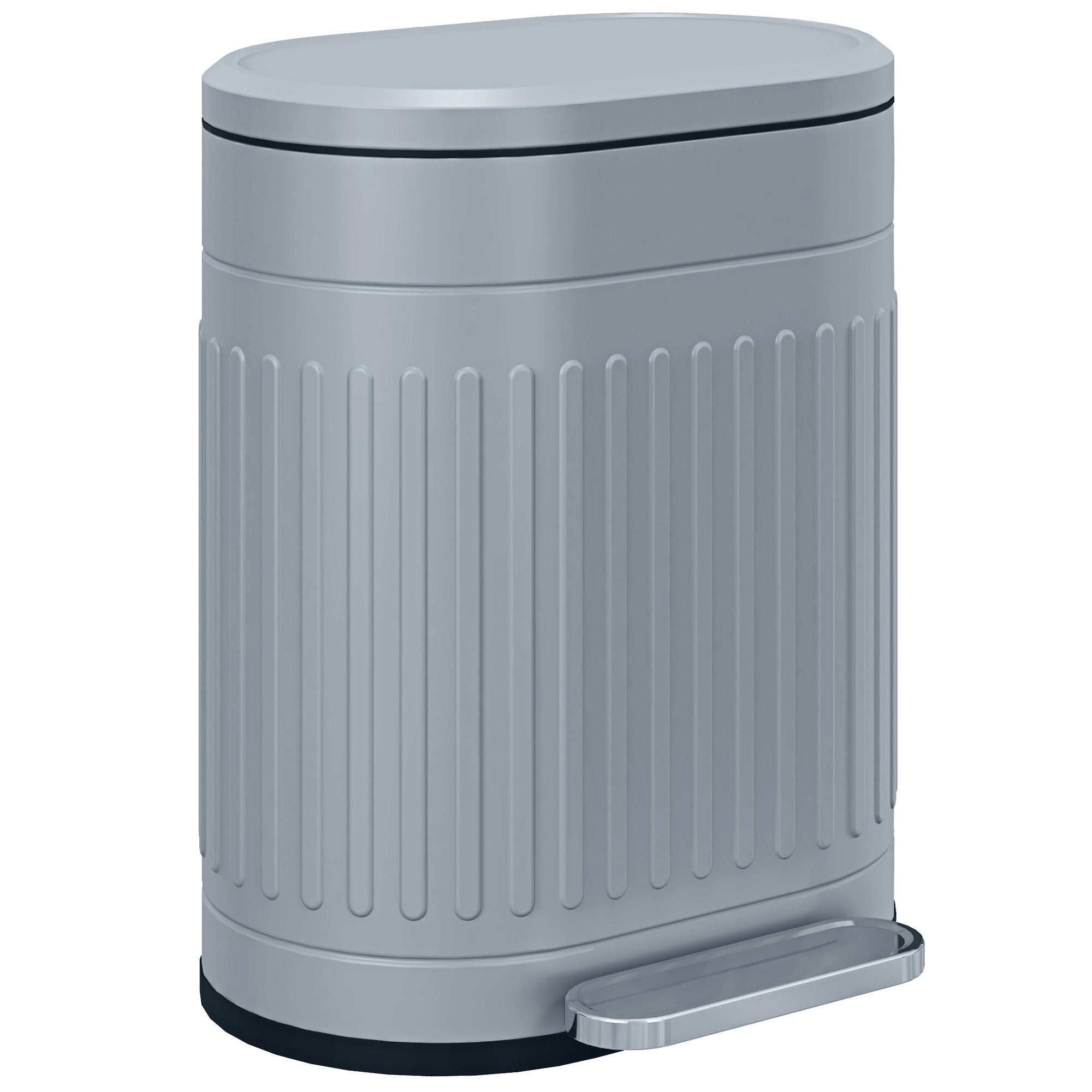 HOMCOM 20L Metal Kitchen Bin, with Soft-Close Lid - Grey - North Peak Garden Furniture