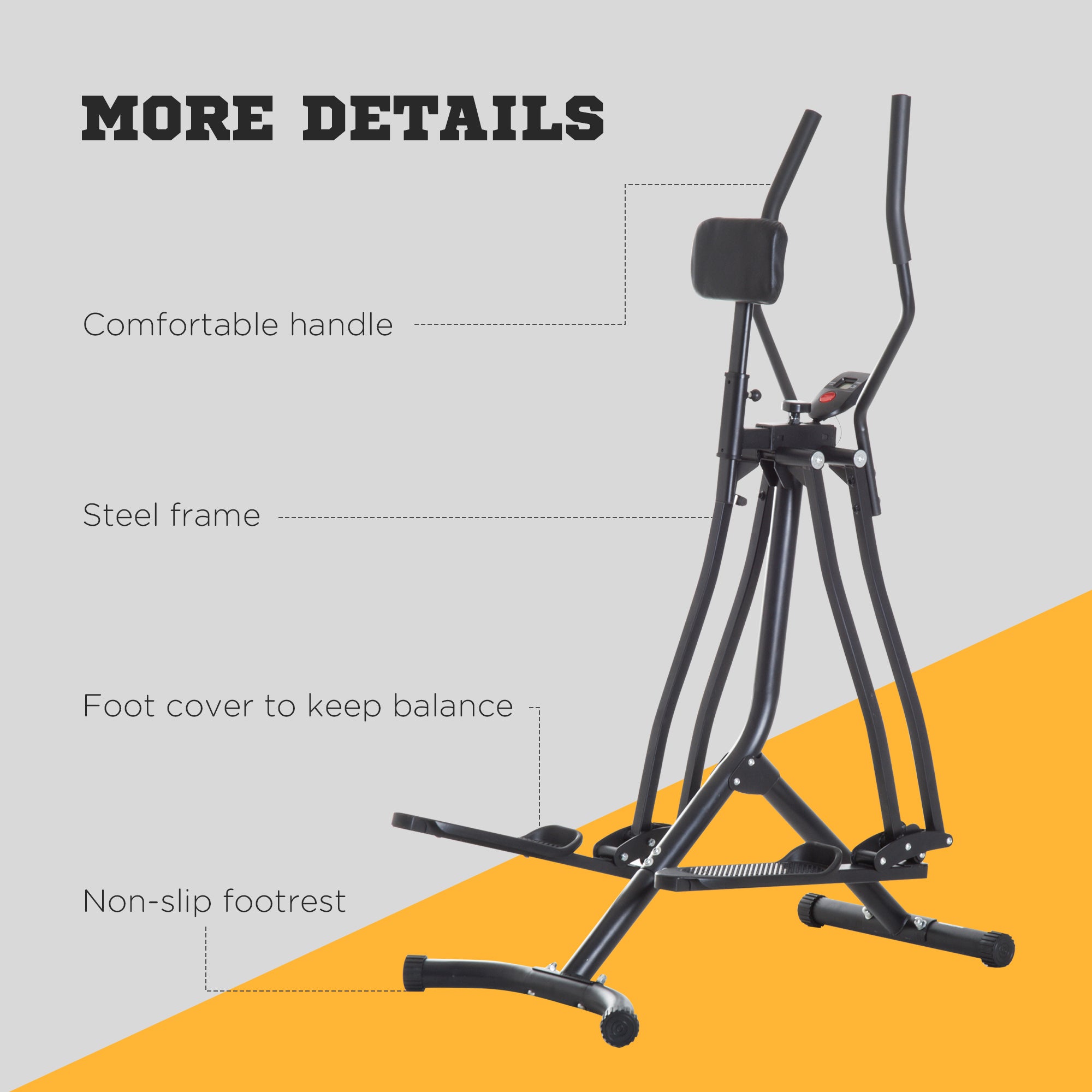 HOMCOM Air Walker Glider, Cross Trainer Fitness Machine, with LCD, for Home Gym, Black - North Peak Garden Furniture