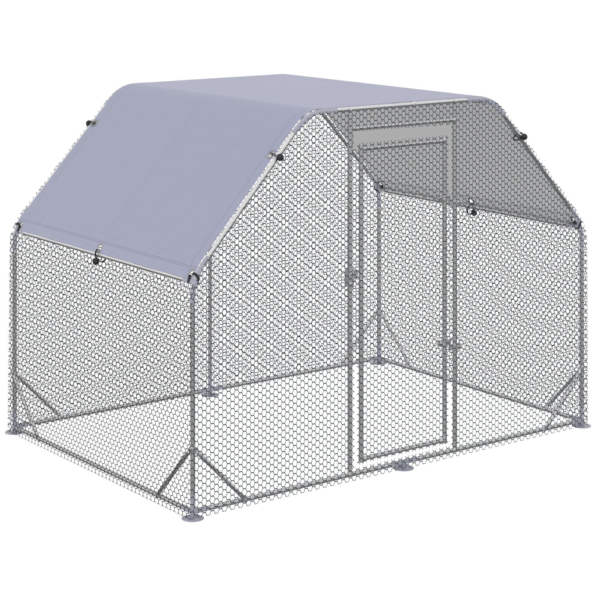 PawHut Walk in Chicken Run Chicken Coop Hen House Outdoor with Roof for 4-6 Chickens, 280 x 190 x 195cm - North Peak Garden Furniture