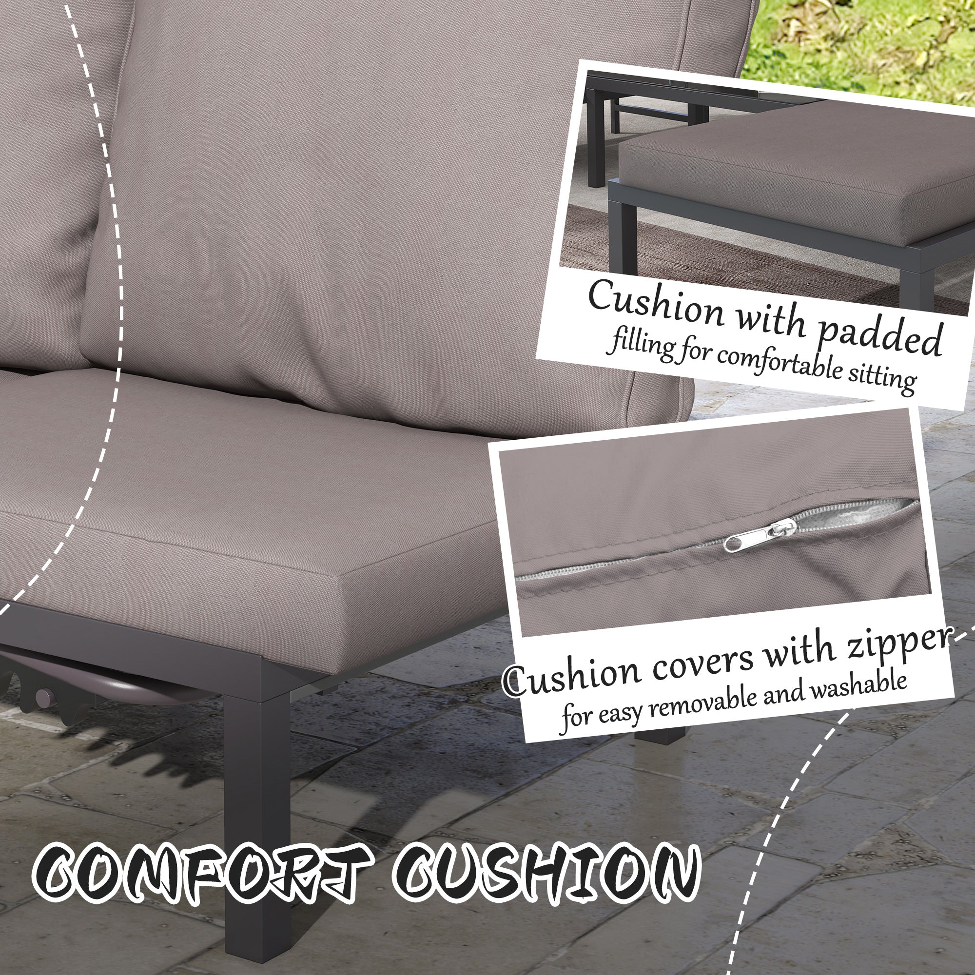 Outsunny Three-Piece Aluminium Lounger Set, with Reclining Backs - North Peak Garden Furniture