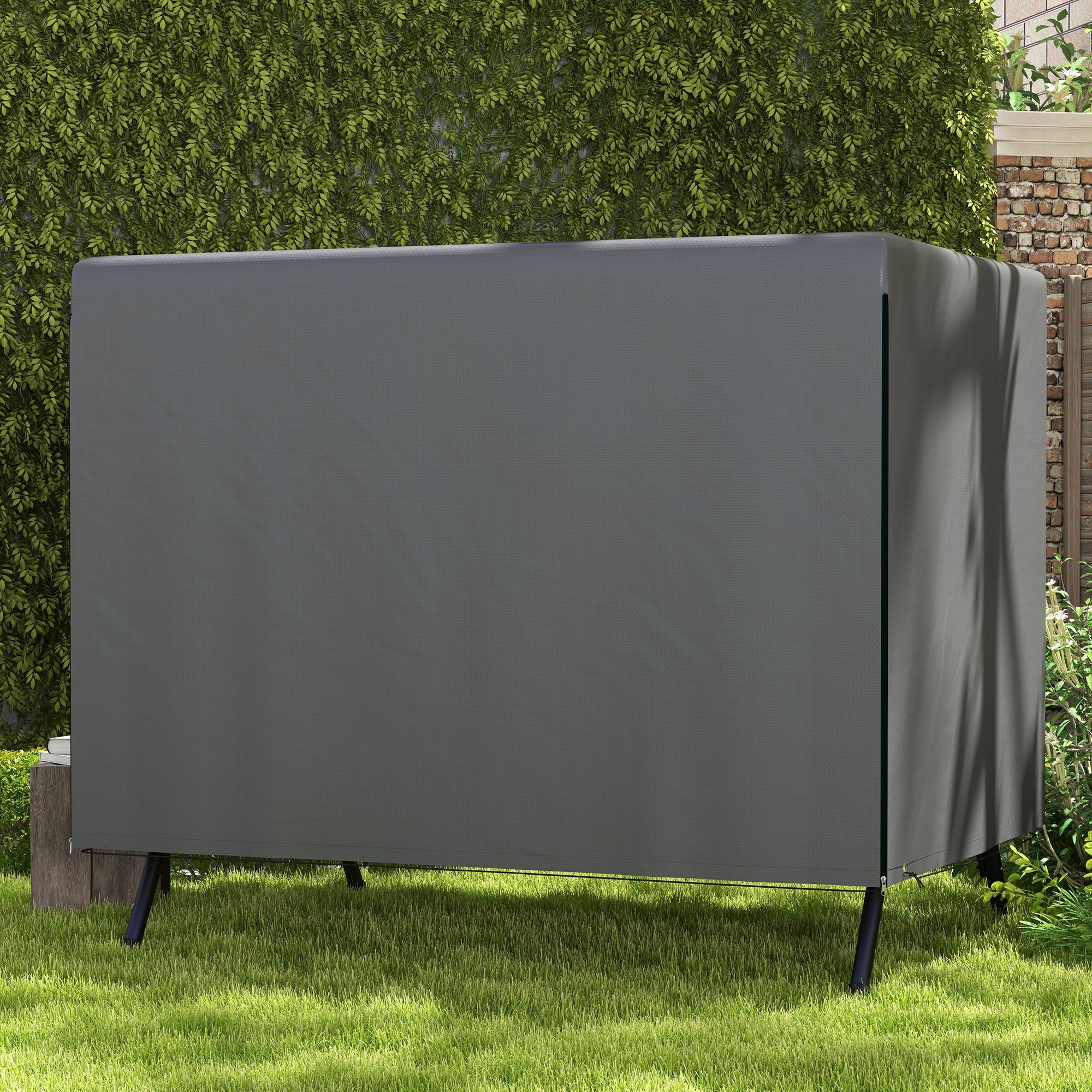 Outsunny Patio 3 Seater Swing Chair Bench Cover Outdoor Garden Furniture Rain Protection Cover Protector Waterproof Anti-UV, 215L x 155W x 150Hcm, Dark Grey - North Peak Garden Furniture