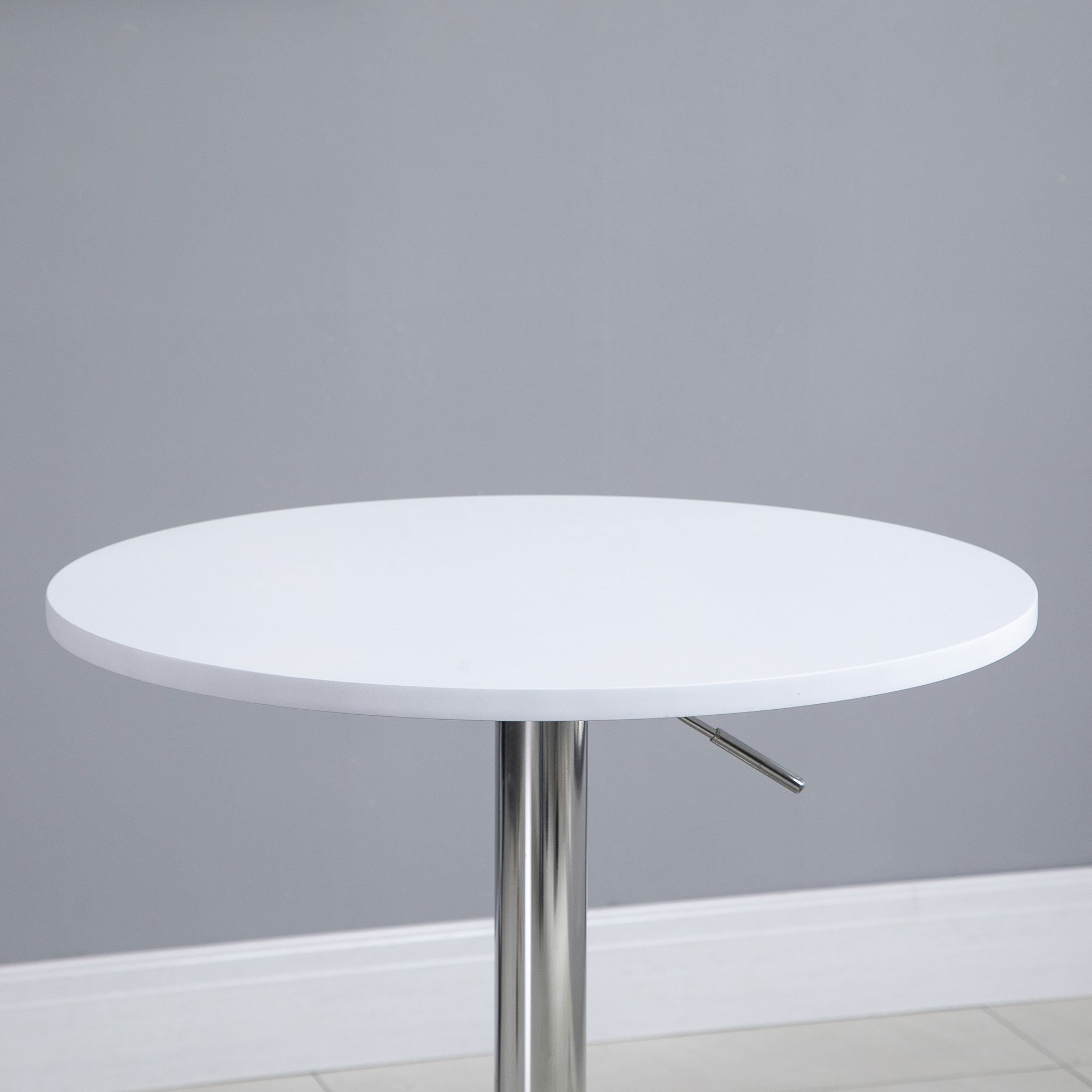 HOMCOM Bar Table Φ60cm Adjustable Height Round Bistro Table w/ Swivel Top Metal Frame Counter Surface Stylish Kitchen Conservatory White - North Peak Garden Furniture