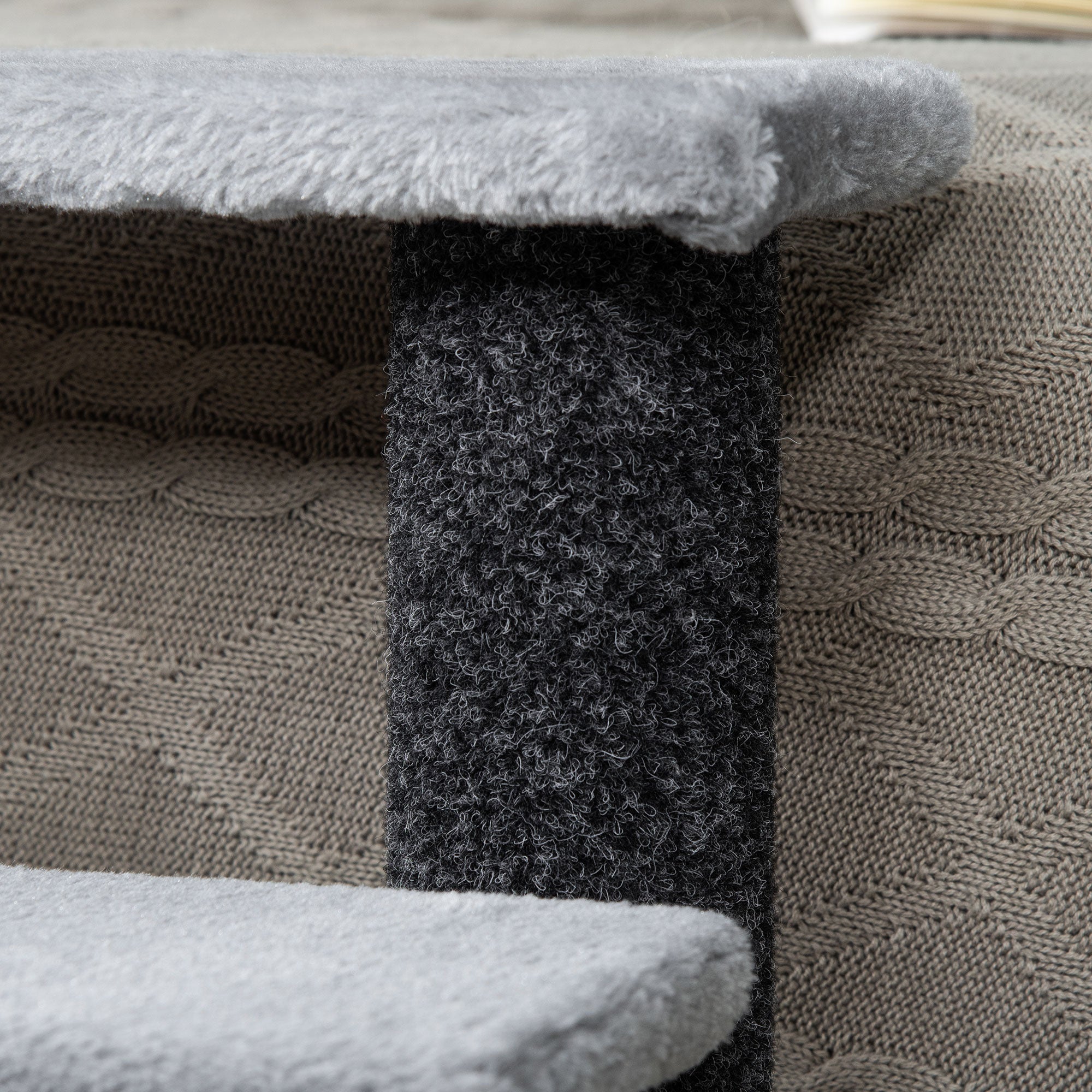 PawHut 4-step Pet Stairs with Scratching Posts, Platforms, Toy Ball, Grey - North Peak Garden Furniture