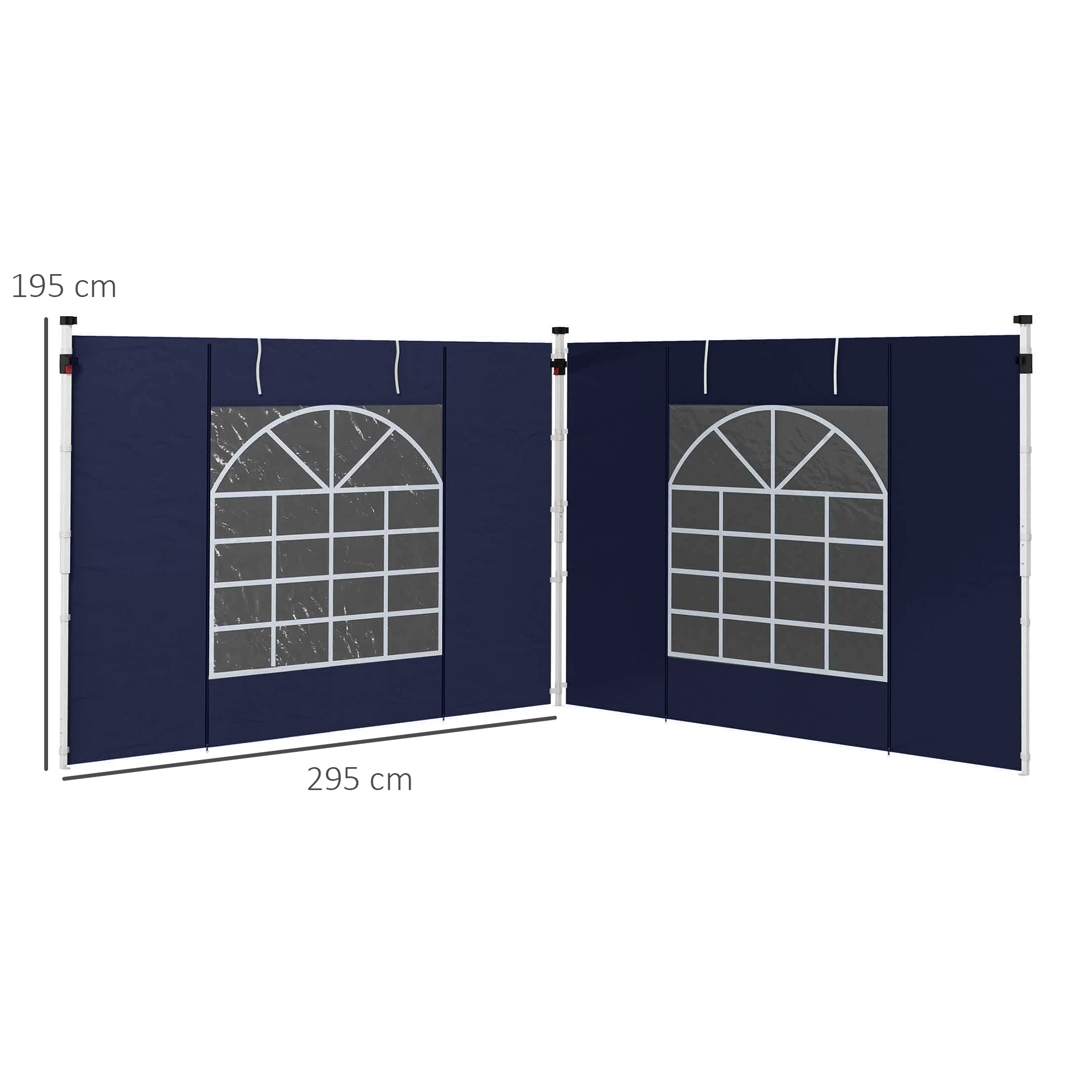 Outsunny Set of Two 195 x 295cm Replacement Gazebo Side Walls - Blue - North Peak Garden Furniture