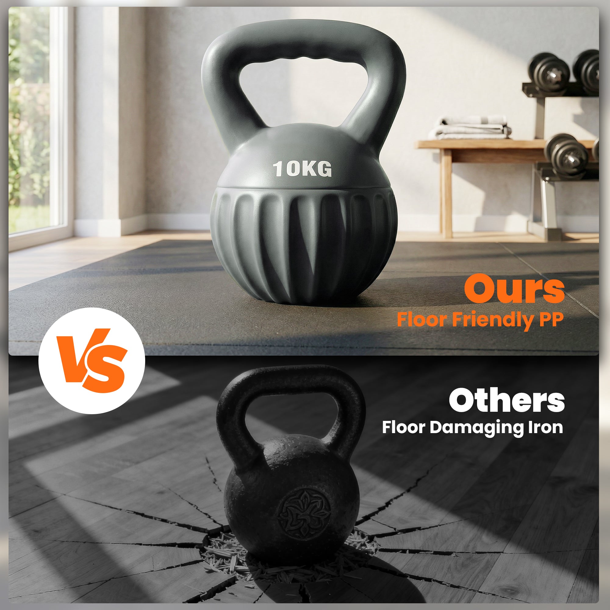 SPORTNOW Kettlebell for Strength Training Kettle Bell with Non-Slip Handle 10 kg Grey