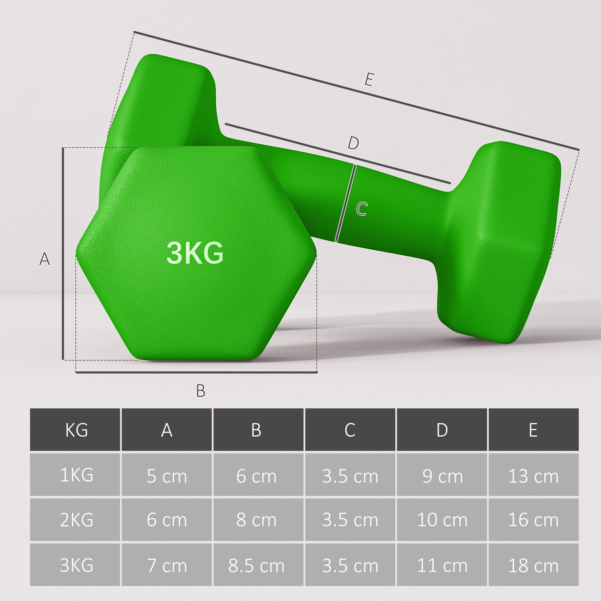 SPORTNOW 2 x 1kg, 2 x 2kg, 2 x 3kg Dumbbells Set with Dumbbell Rack, Hand Weights for Home Gym Training - North Peak Garden Furniture
