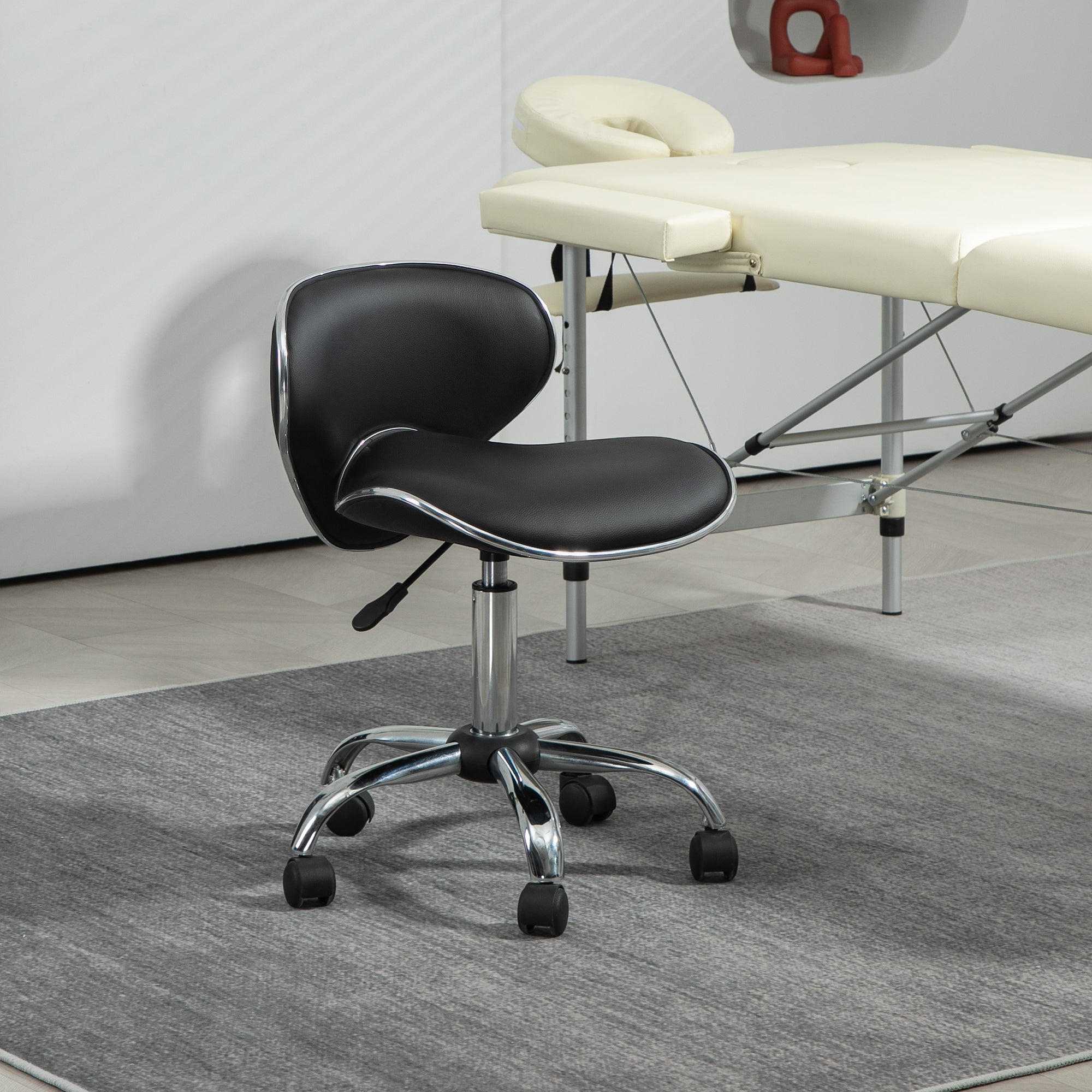 HOMCOM Adjustable Rolling Swivel Beauty Salon Chair, Stool for Spa, Black - North Peak Garden Furniture