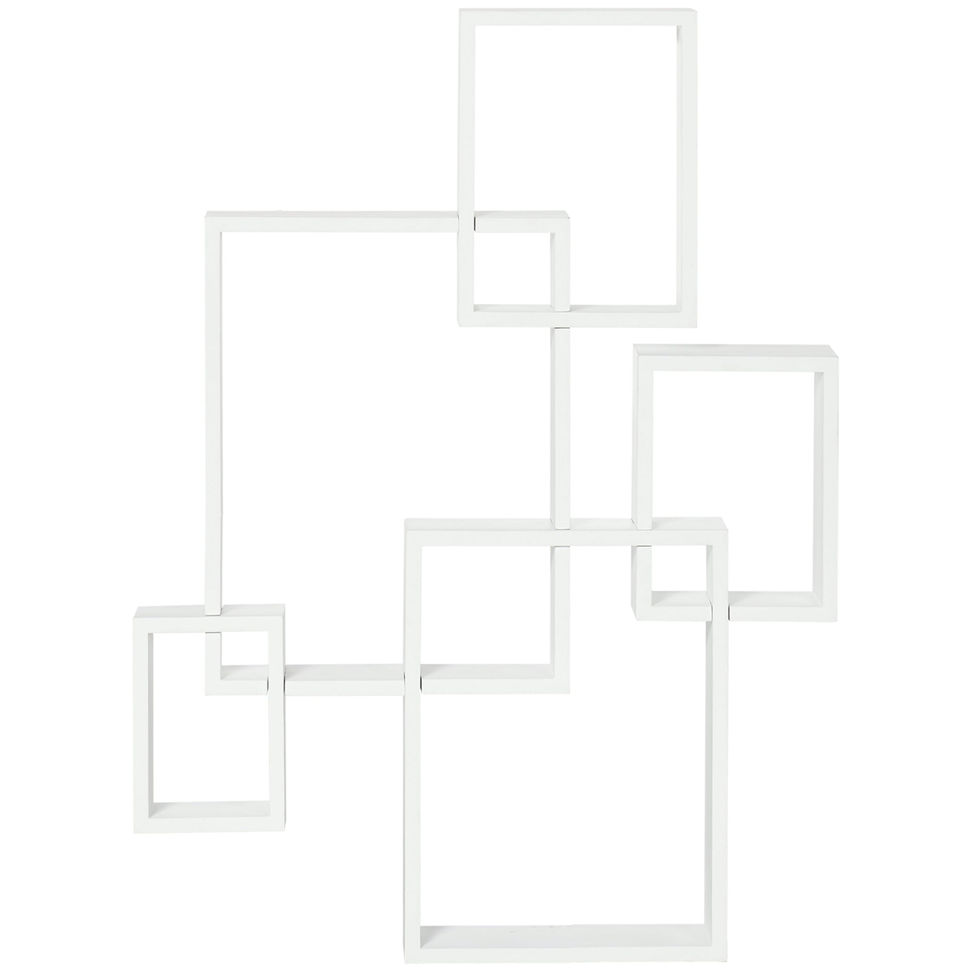 HOMCOM Floating Shelves, Wall Mounted Interlocking Cube Shelves, Display Wall Shelf for Living Room, Bedroom, Hallways, White - North Peak Garden Furniture