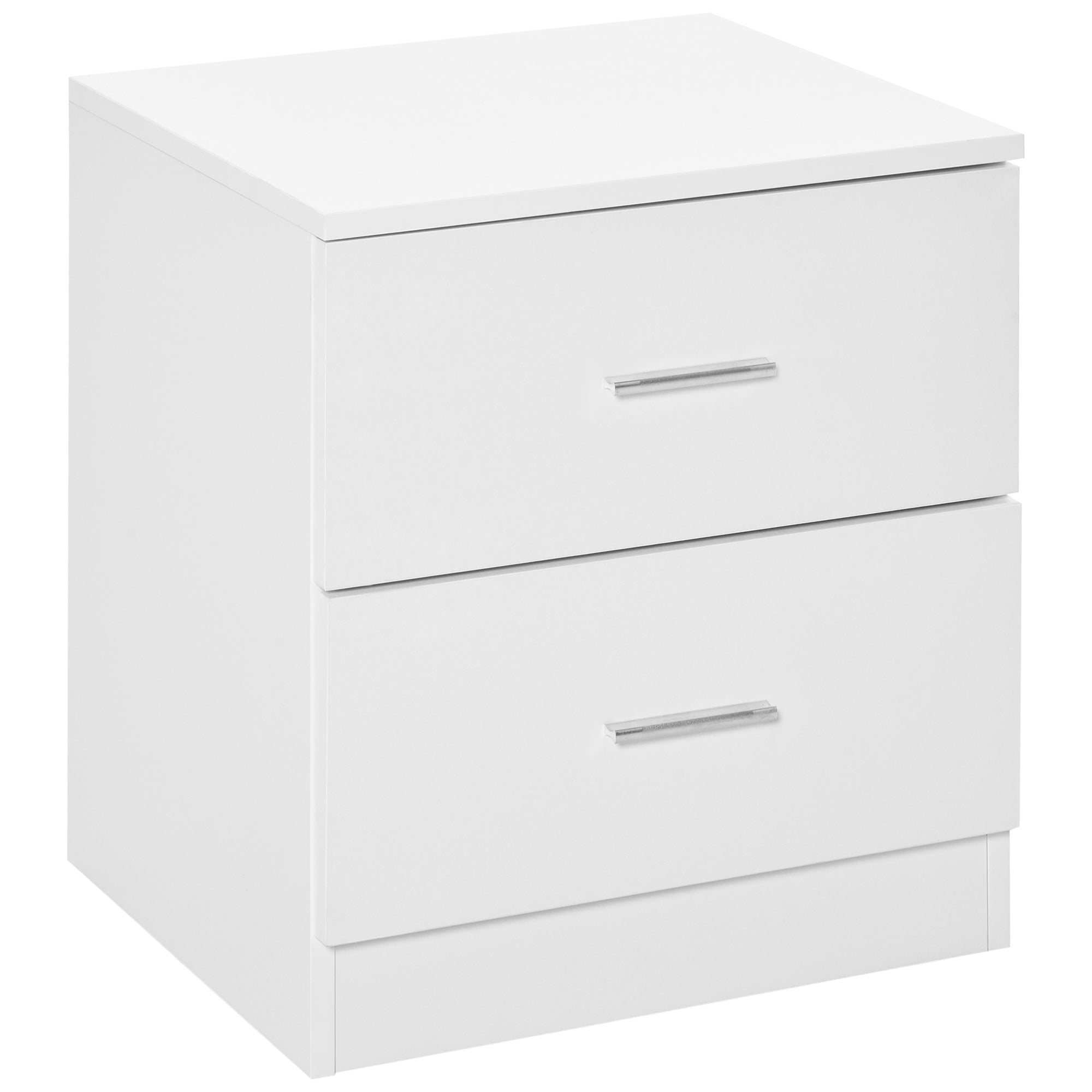 HOMCOM Bedside Table with 2 Drawers, Modern Nightstand, Cabinet Drawers Side Storage Unit for Bedroom, Living Room - North Peak Garden Furniture