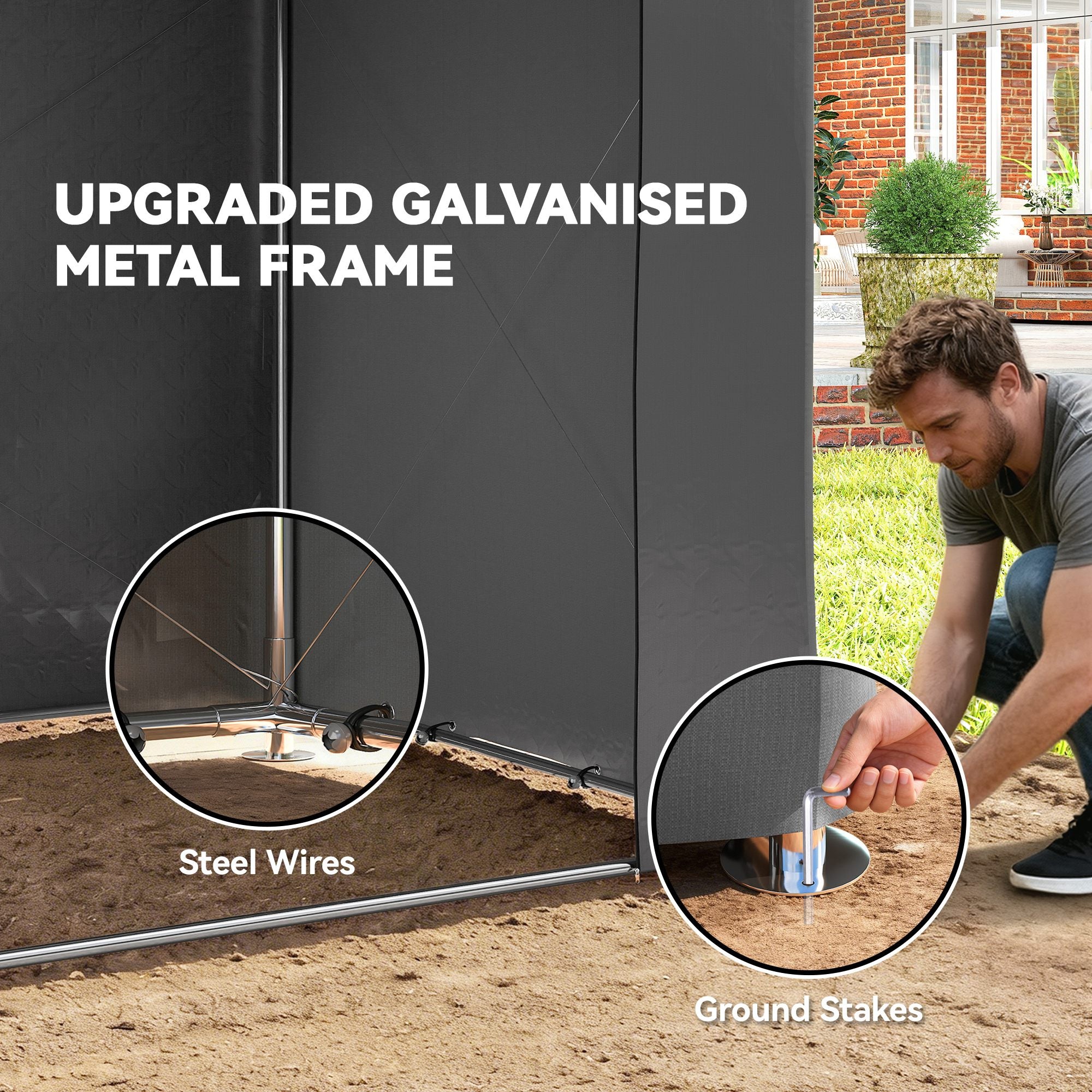 Outsunny 8 x 6 ft Outdoor Garden Storage Shed, Waterproof Bike Tent with Roll-Up Zipper Door