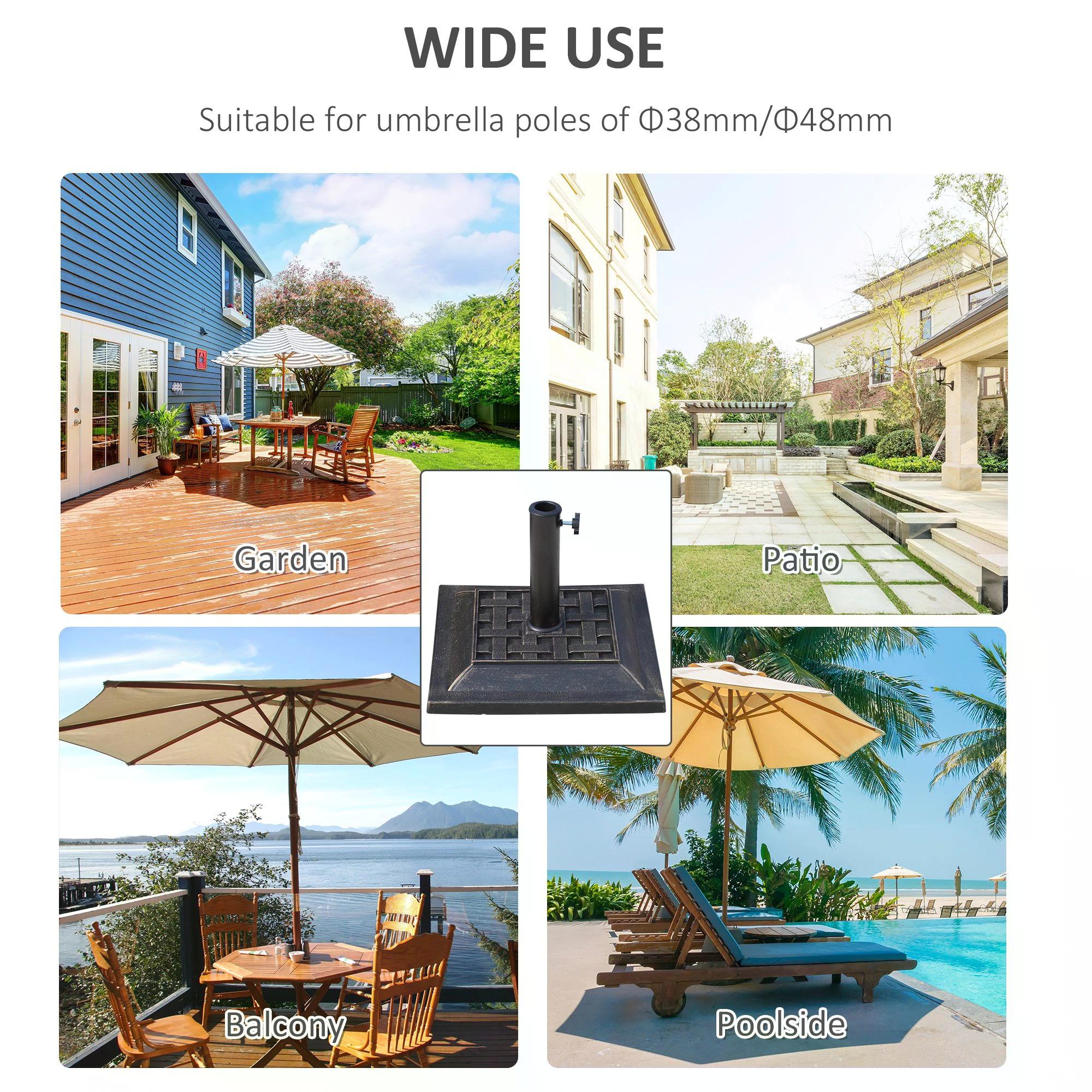 Outsunny Garden Parasol Base: Heavy-Duty 44cm Square Bronze Resin, Weatherproof, Elegant Design