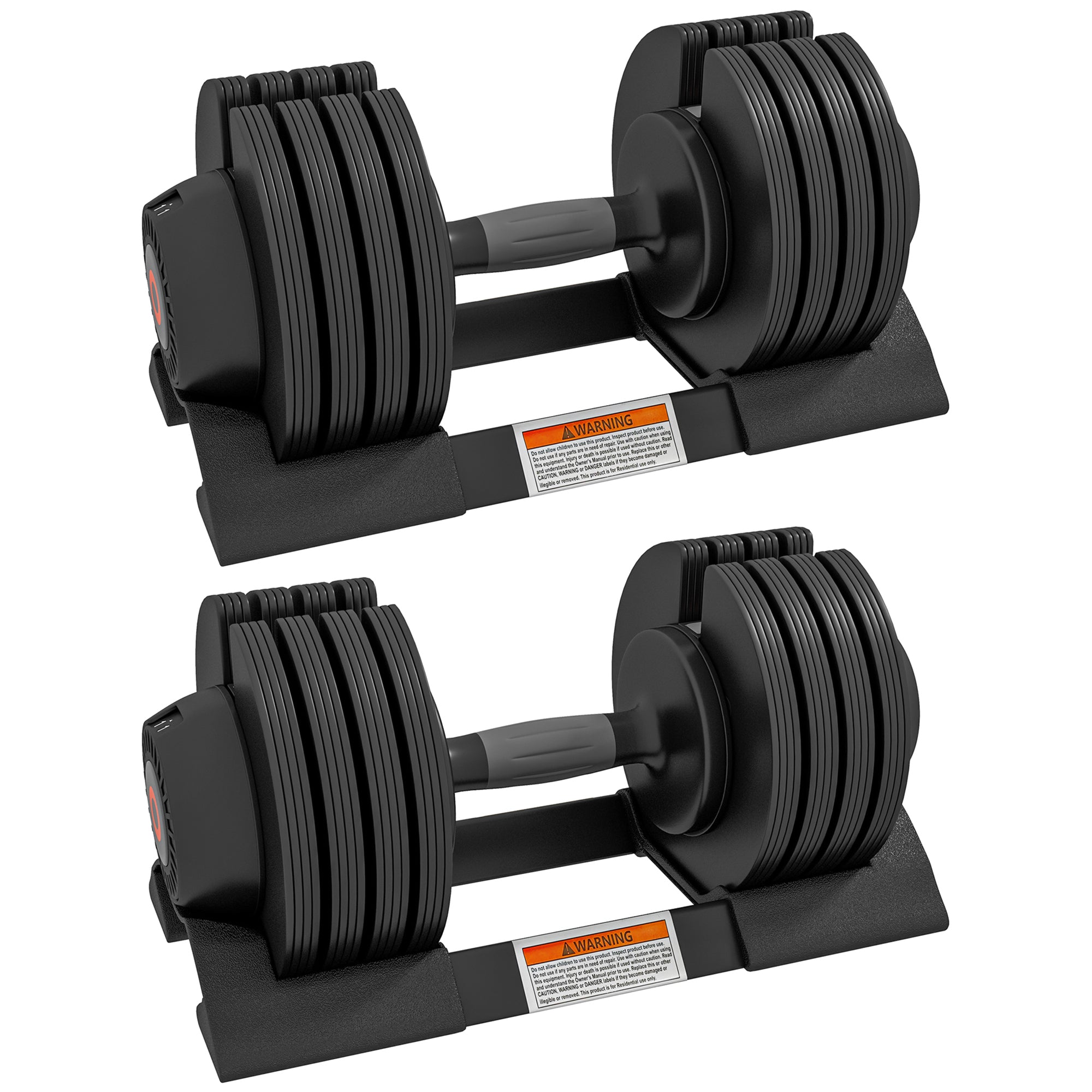 SPORTNOW 2 x 20KG Adjustable Dumbbells Set, 4-in-1 Weights Set with Storage Tray and Non-Slip Handle, Home Gym Fitness Equipment, Black